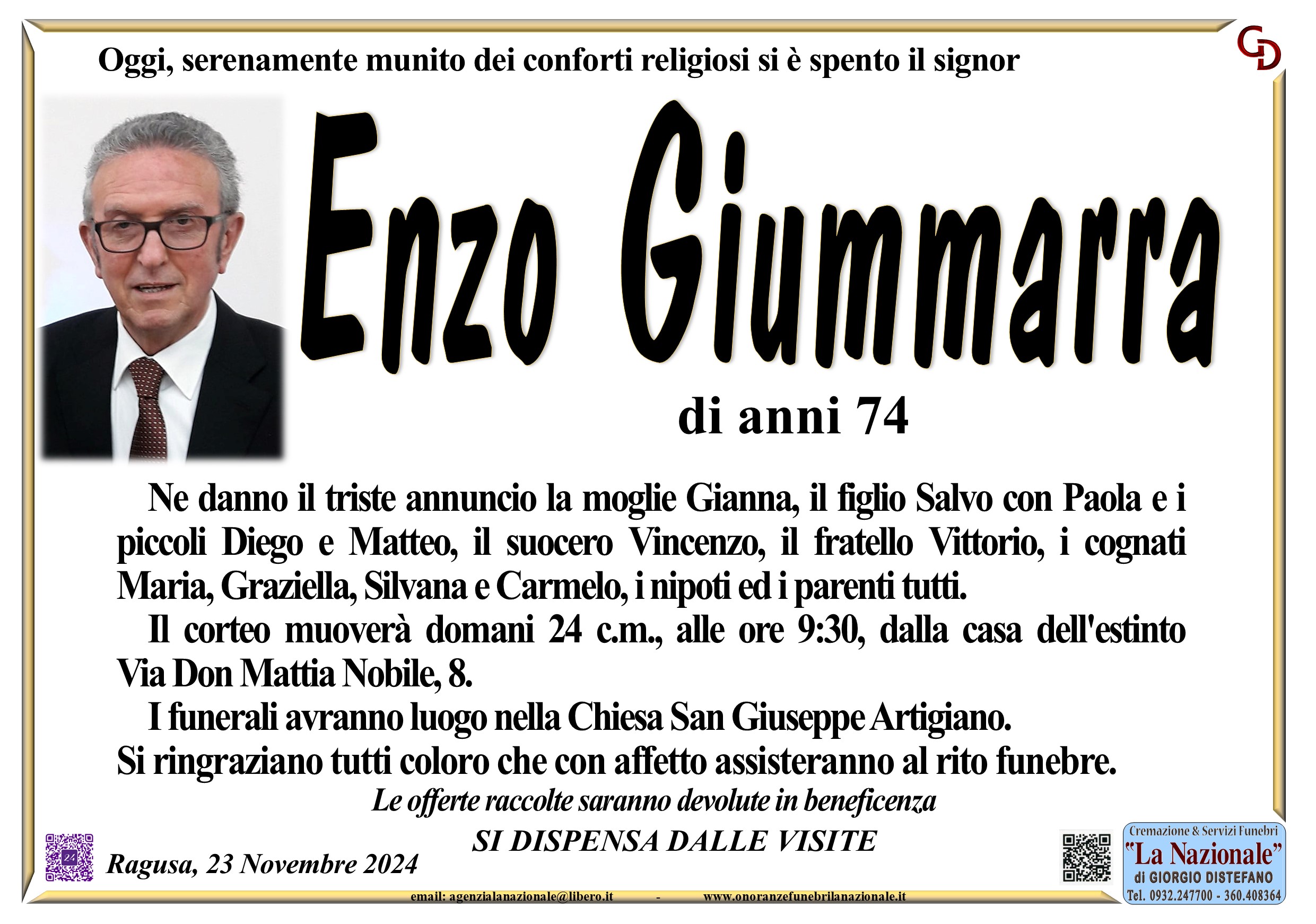 Necrologi: Enzo Giummarra