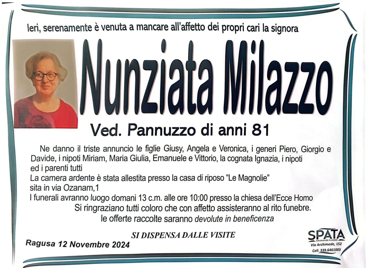 Necrologi: Nunziata Milazzo