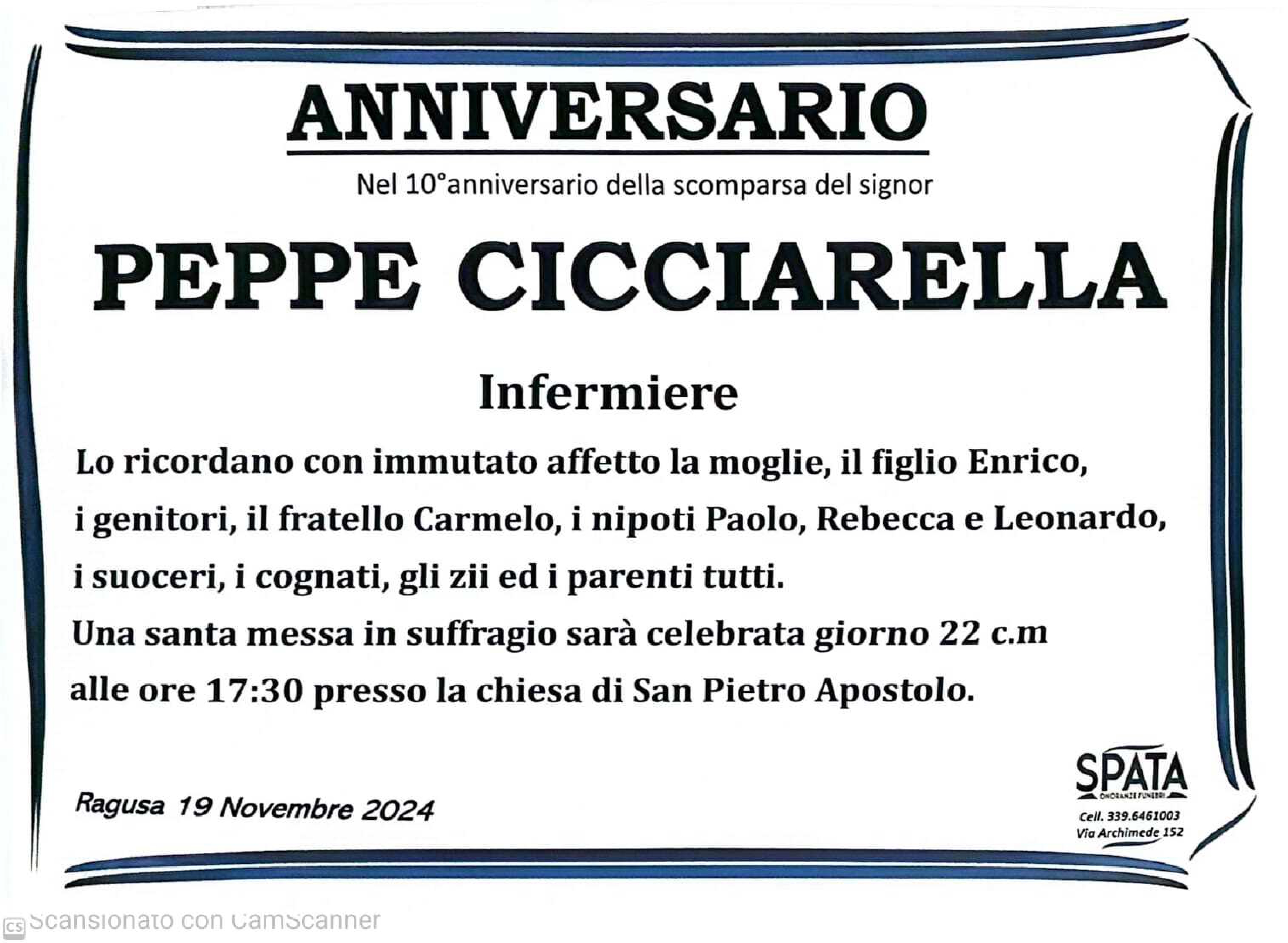 Anniversario: Peppe Cicciarella