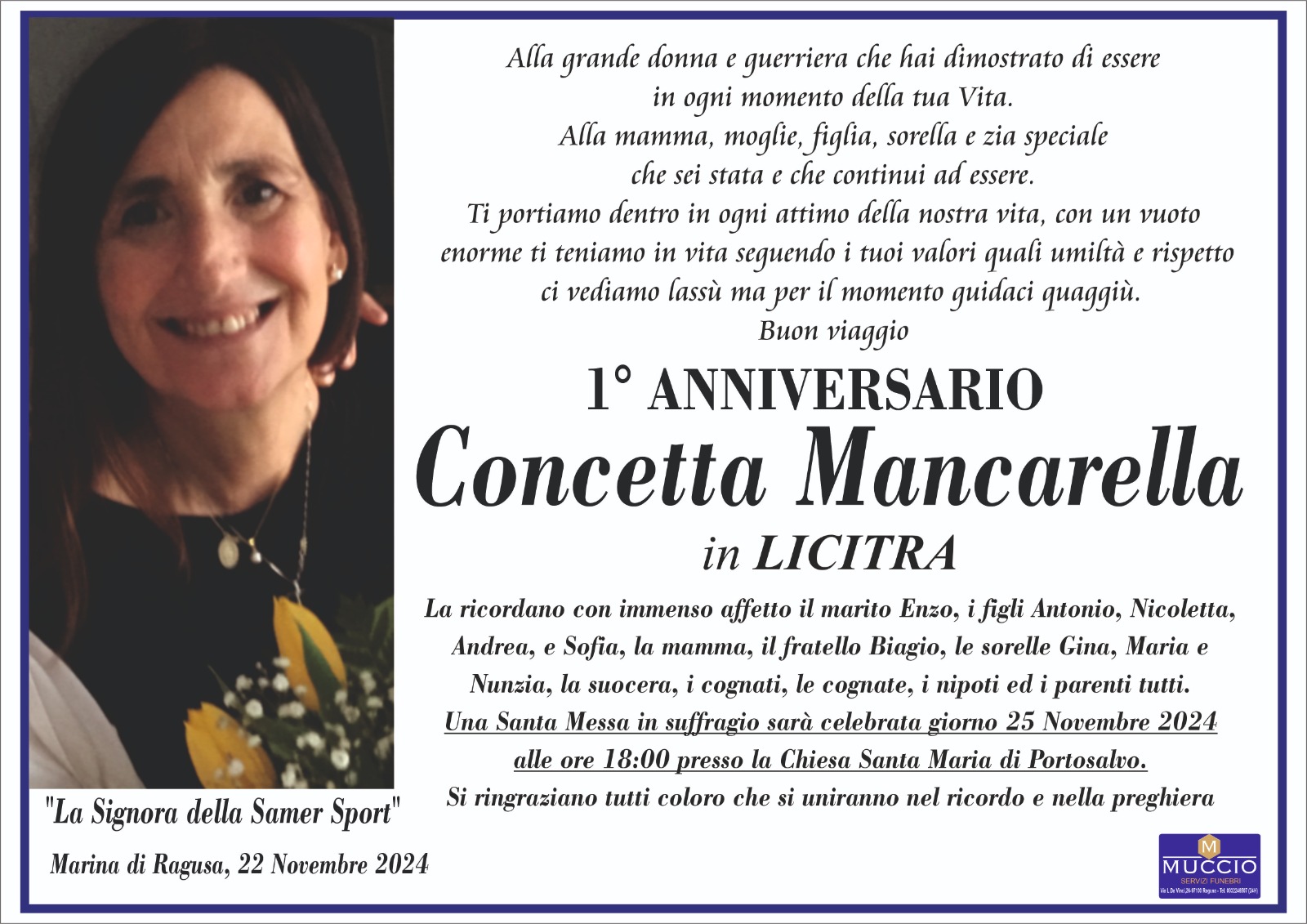 Anniversario: Concetta Mancarella