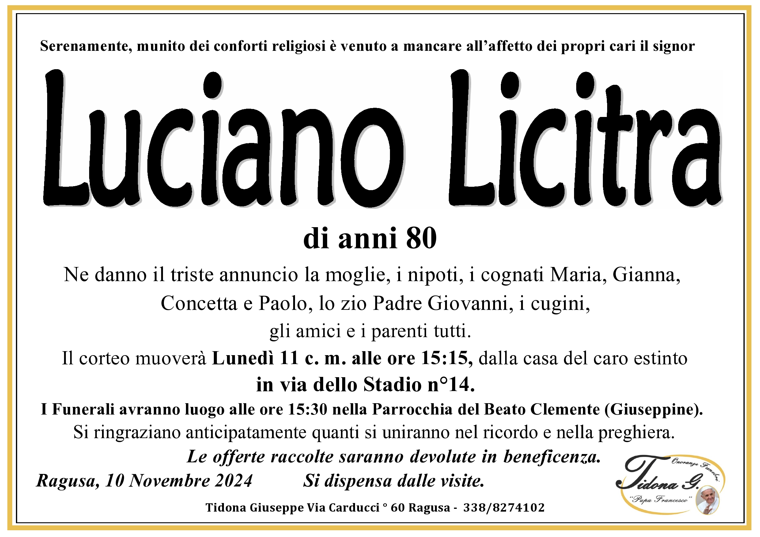 Necrologi: Luciano Licitra