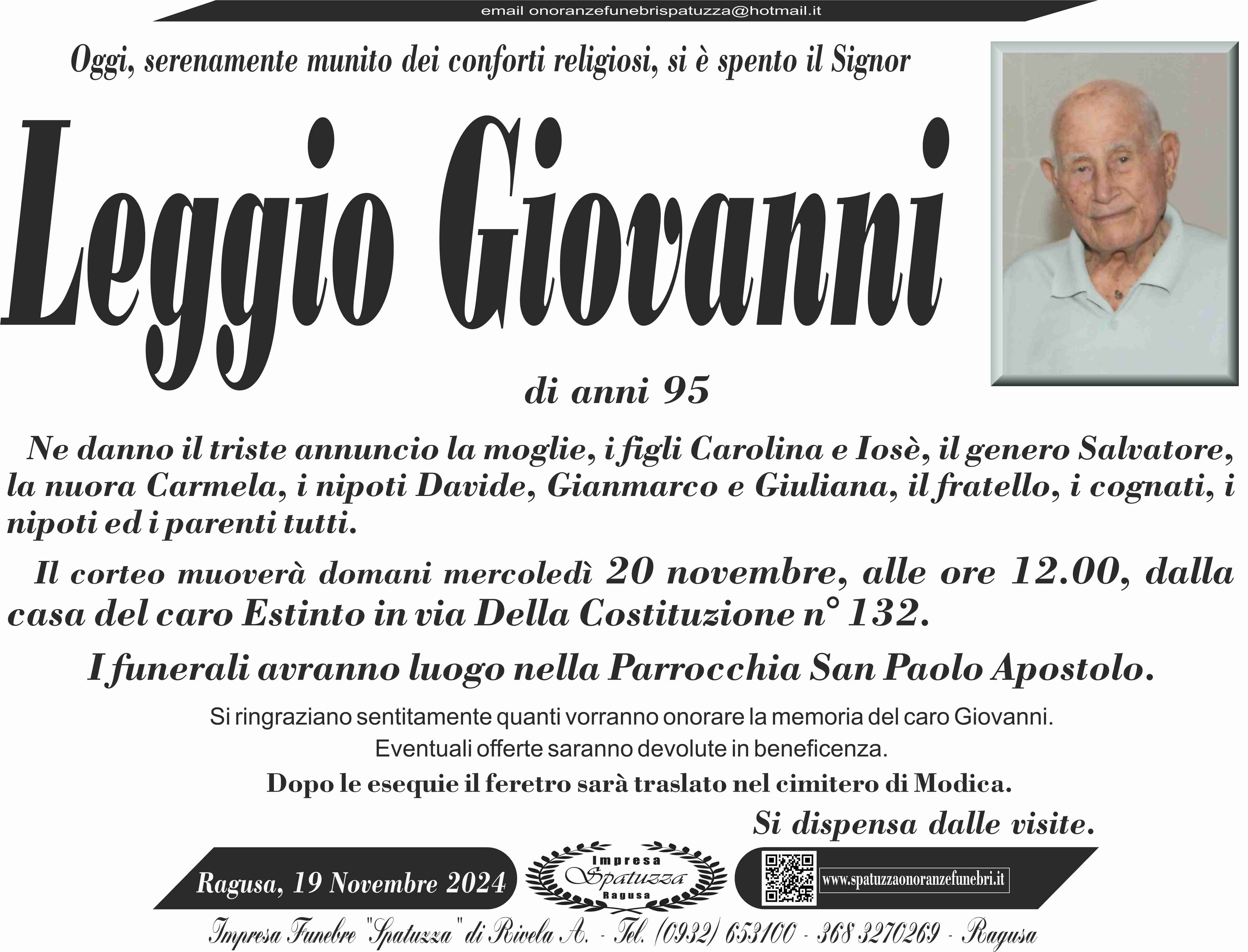 Necrologi: Giovanni Leggio