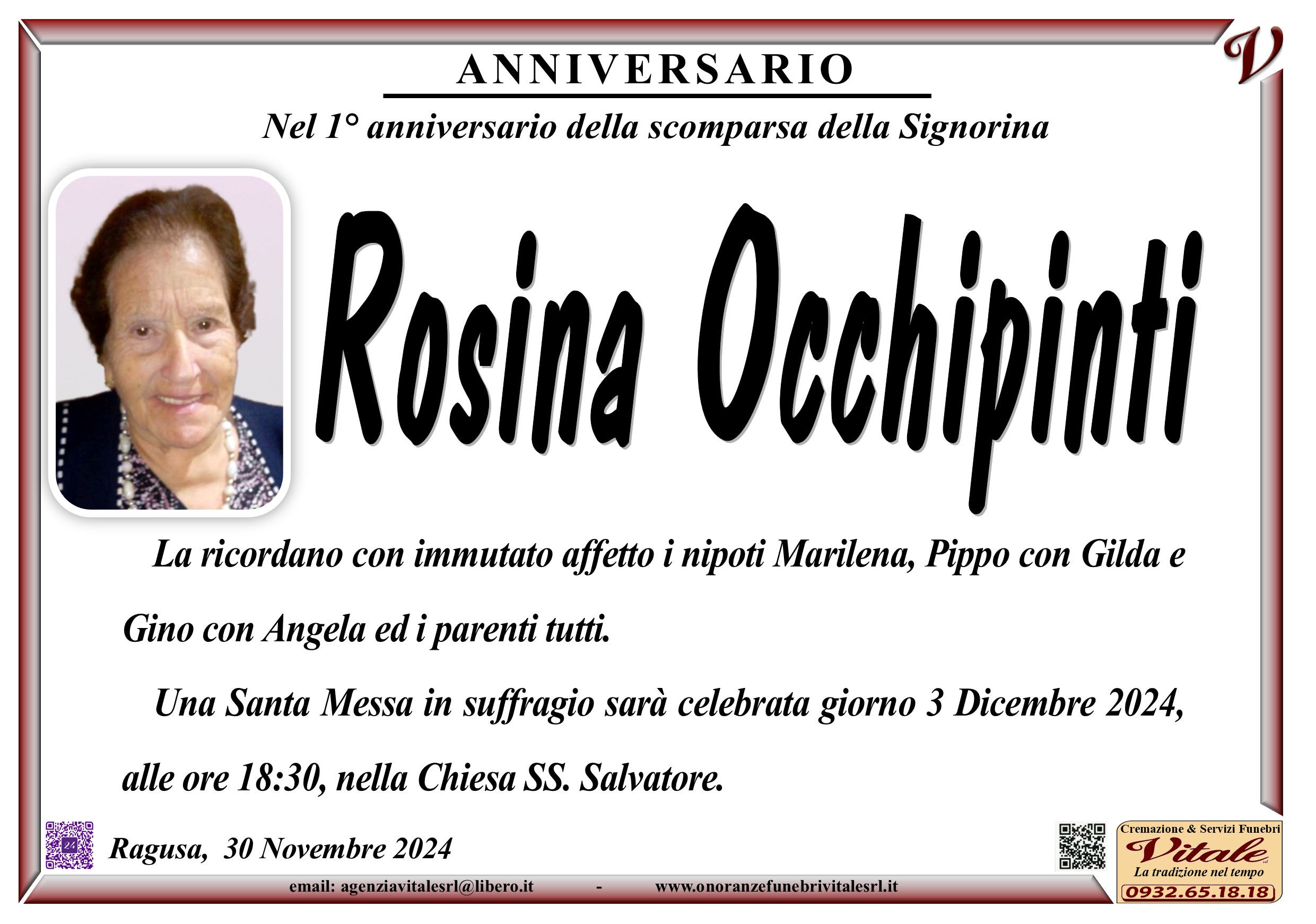 Anniversario: Rosina Occhipinti