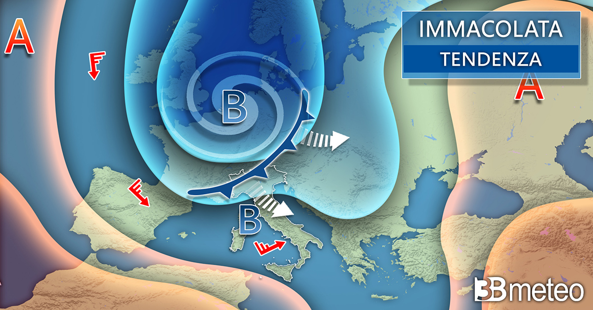 Meteo: l’aria artica punta l’Italia, settimana con piogge, venti, freddo e neve
