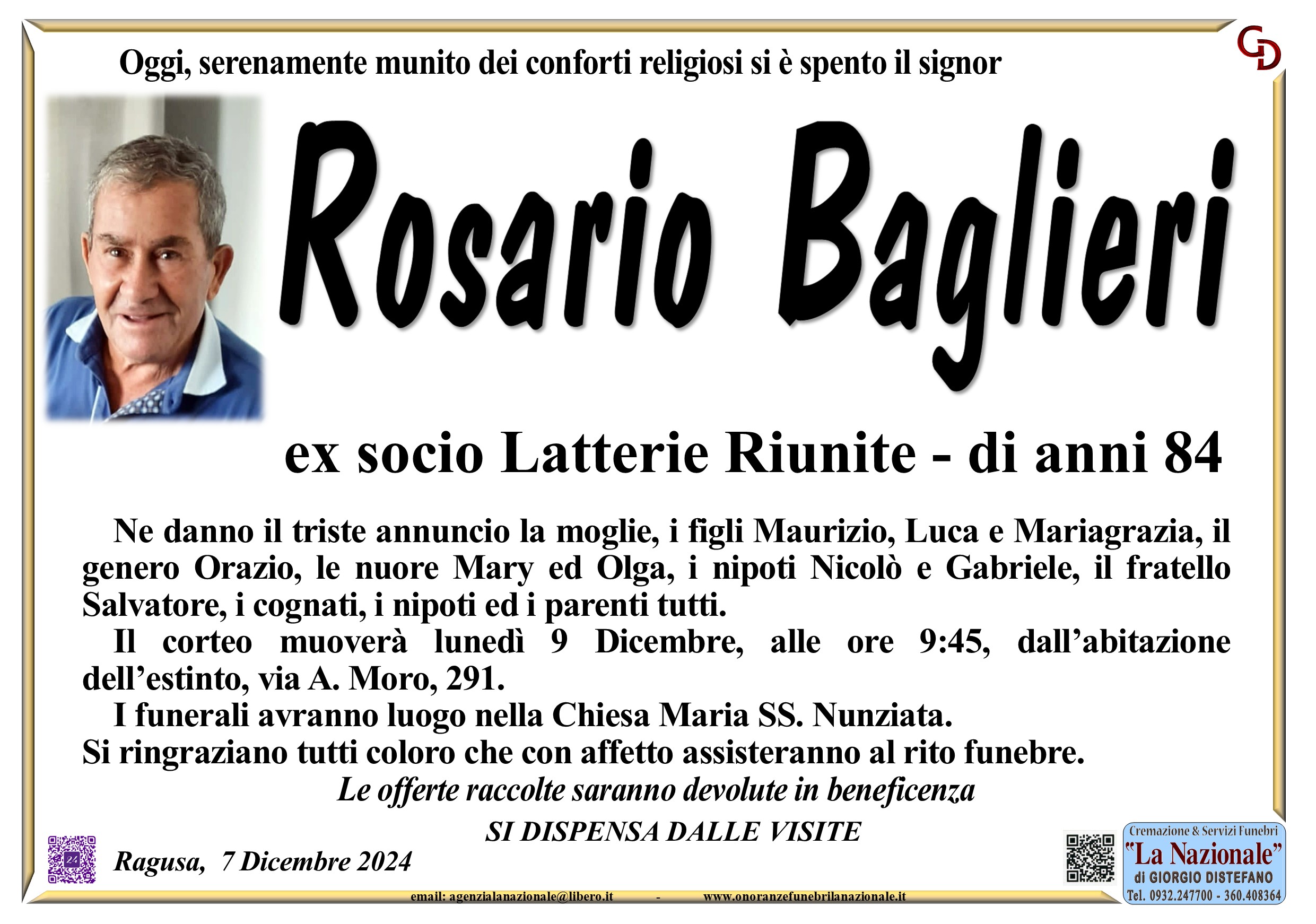 Necrologi: Rosario Baglieri