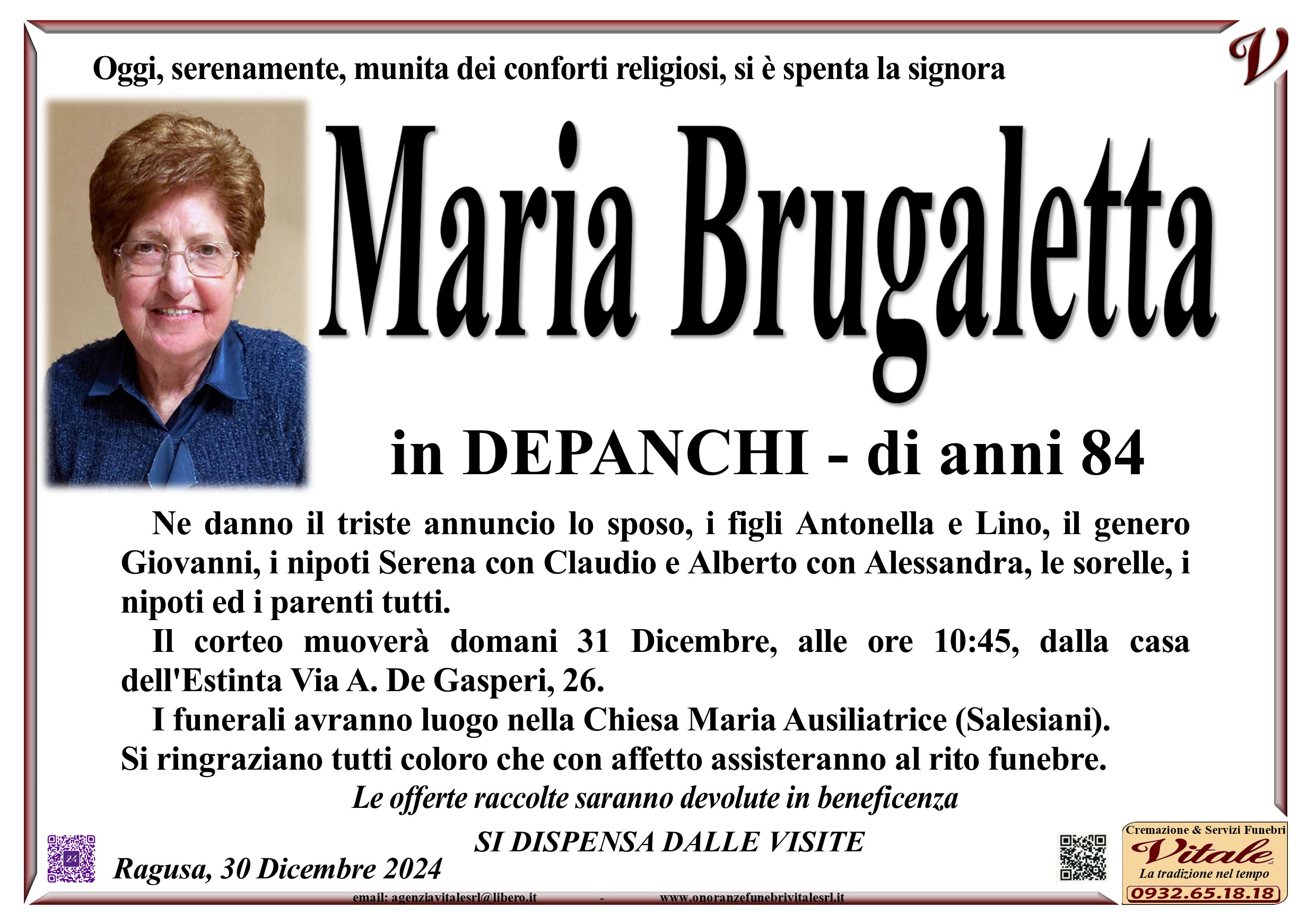 Necrologi: Maria Brugaletta