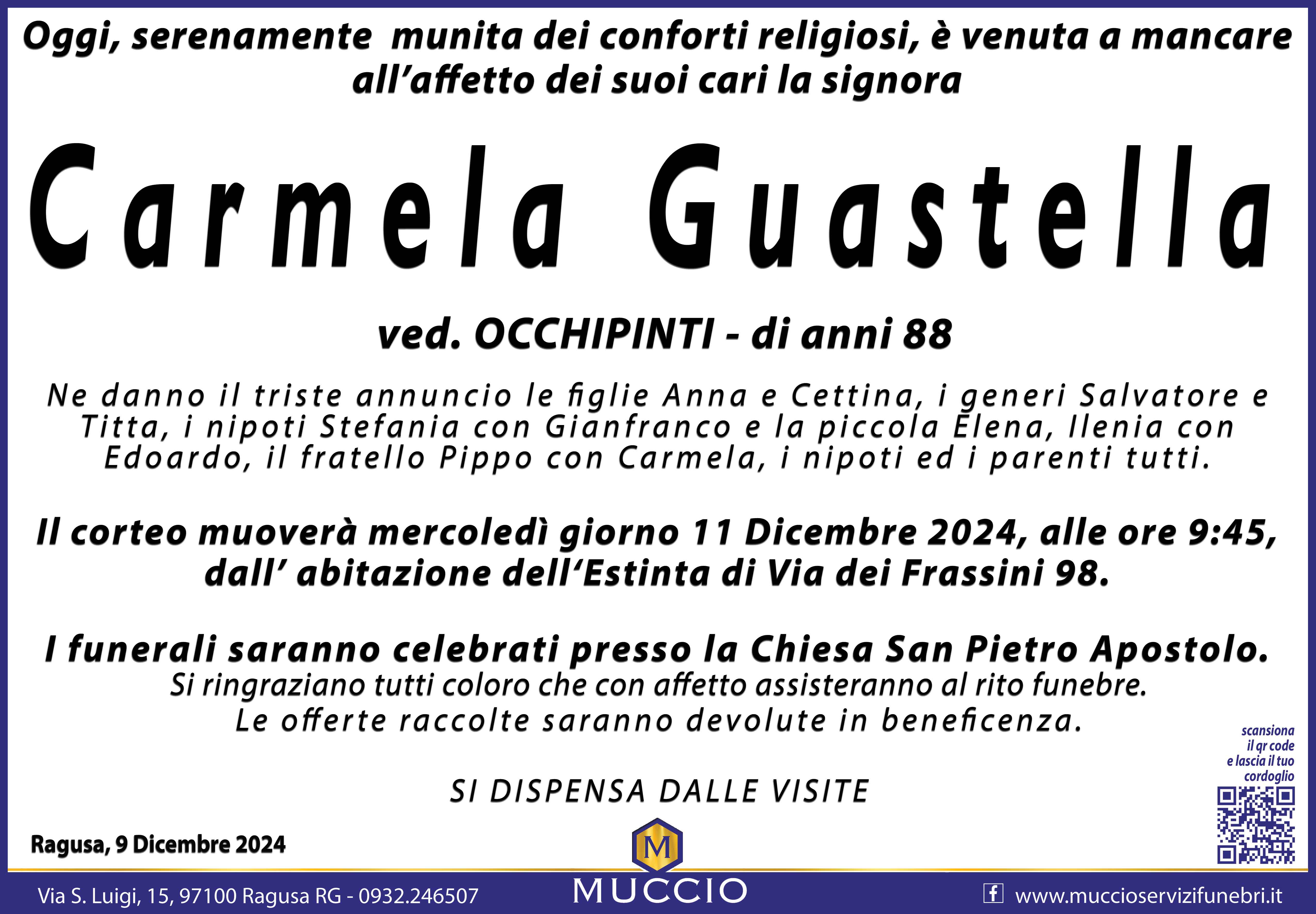 Necrologi: Carmela Guastella