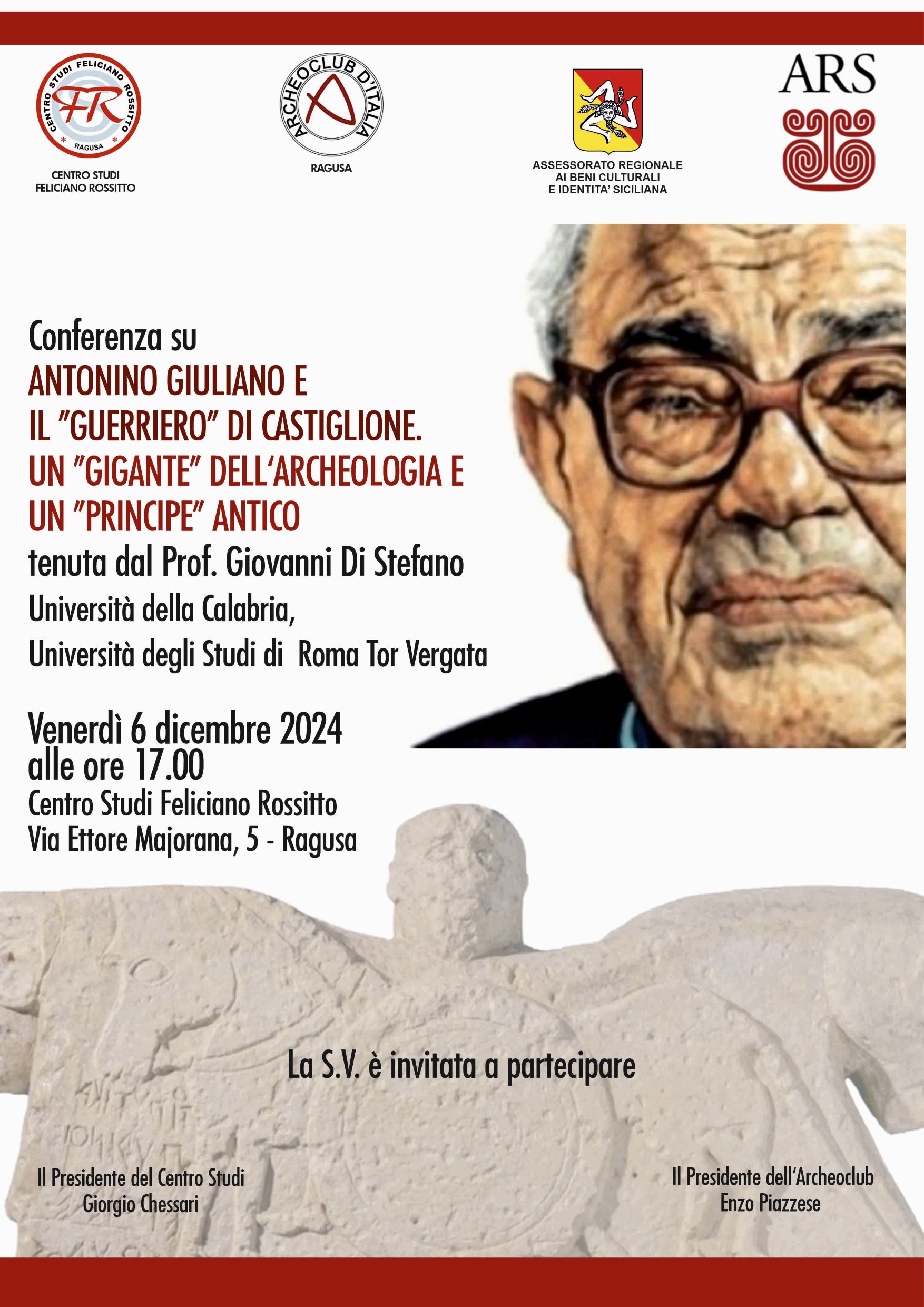 Il Guerriero di Castiglione raccontato dalle ricerche di Antonino Giuliano. Conferenza al Centro Rossitto di Ragusa