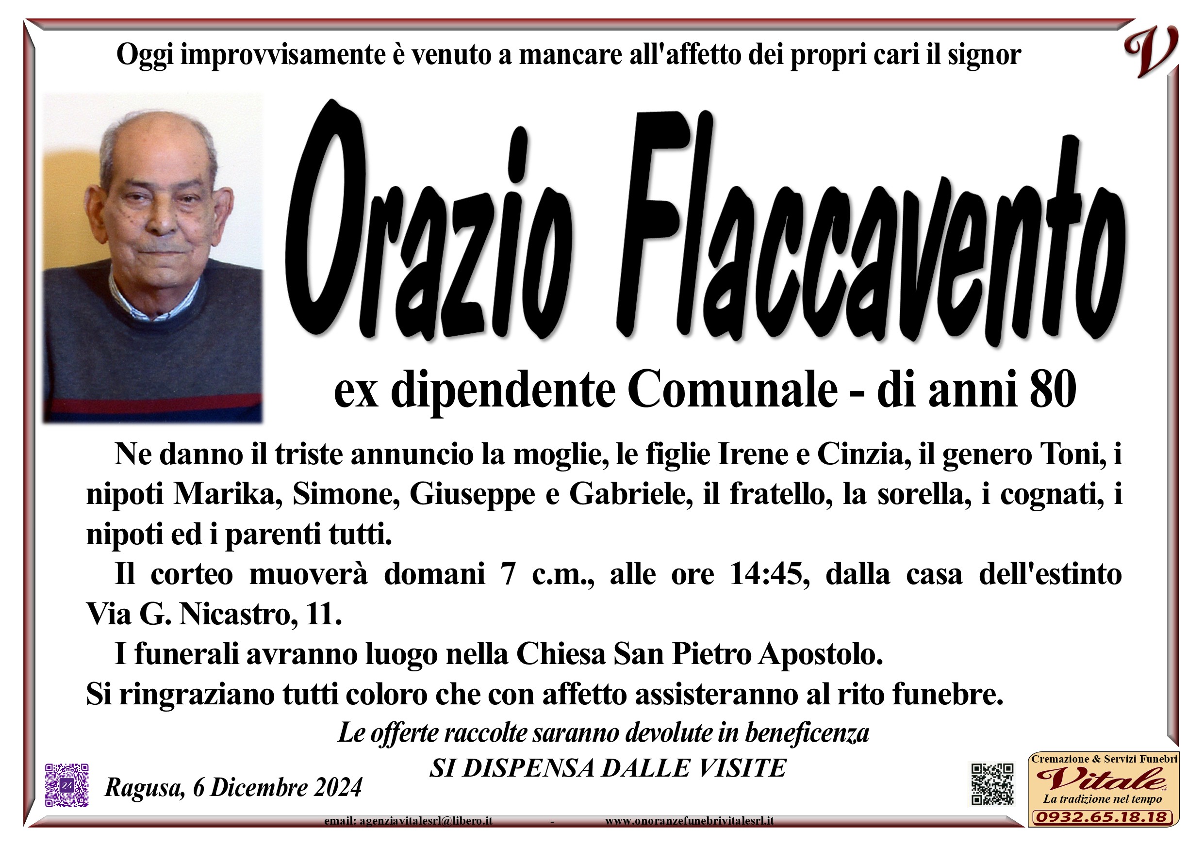 Necrologi: Orazio Flaccavento