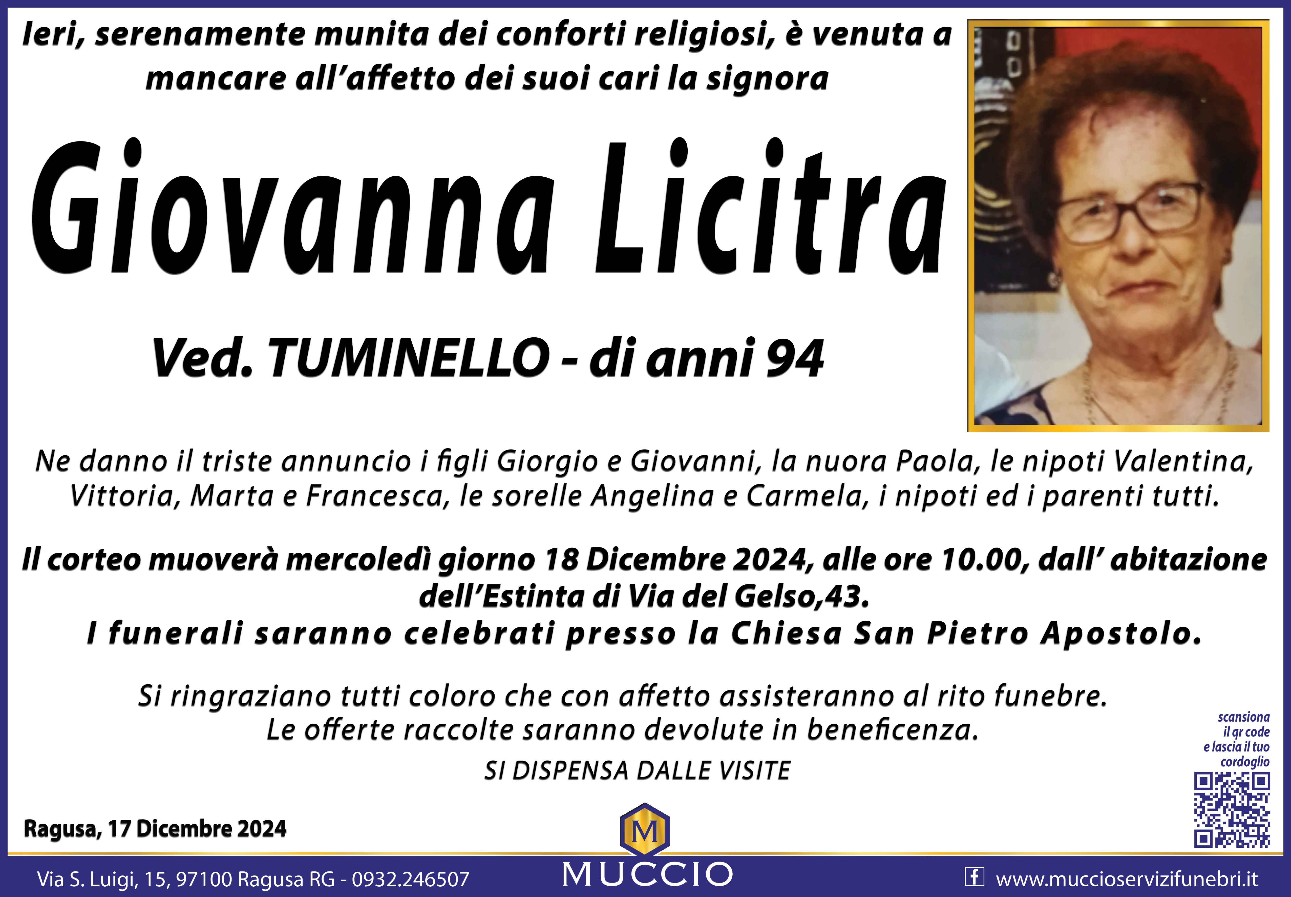 Necrologi: Giovanna Licitra