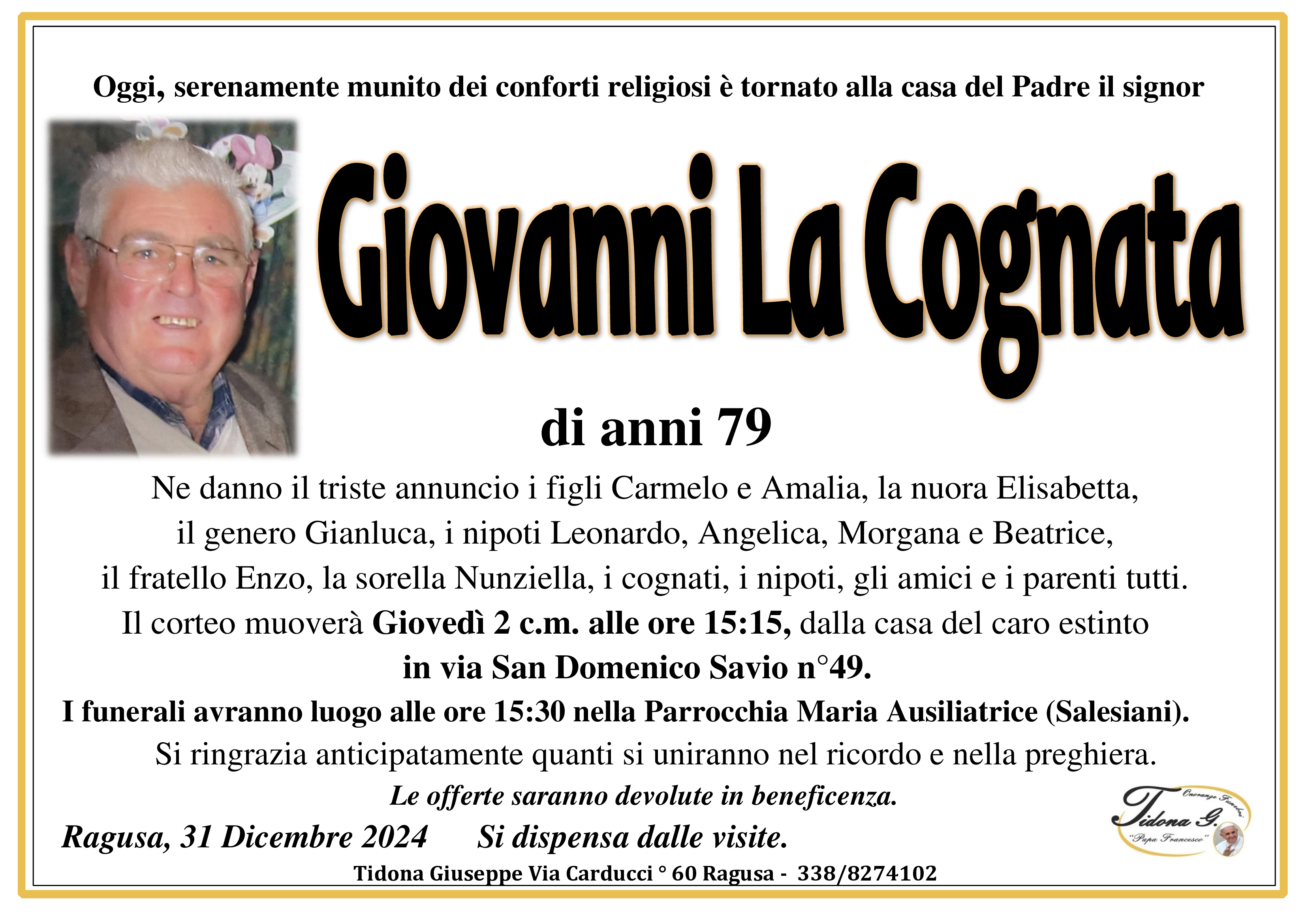 Necrologi: Giovanni La Cognata