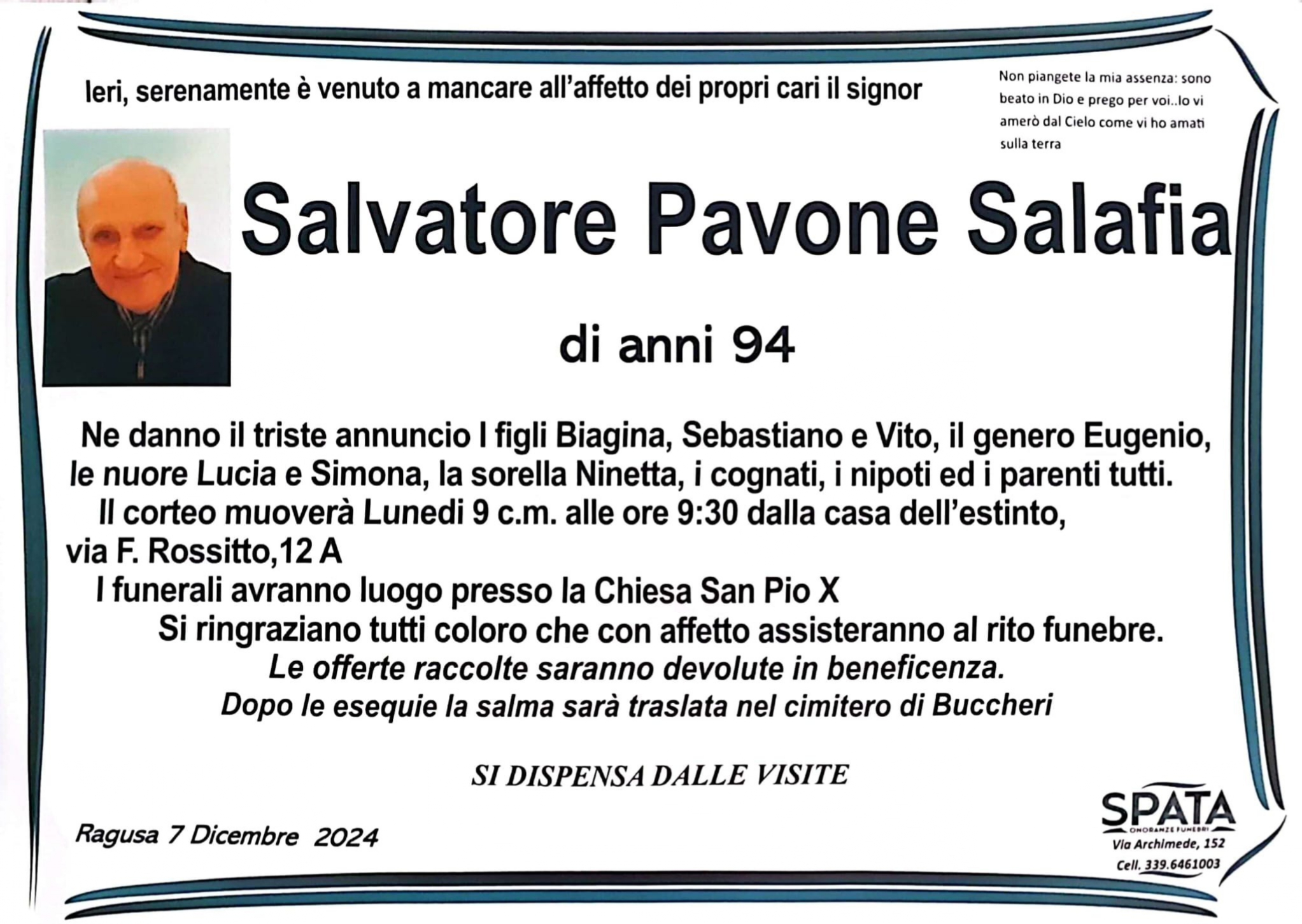 Necrologi: Salvatore Pavone Salafia