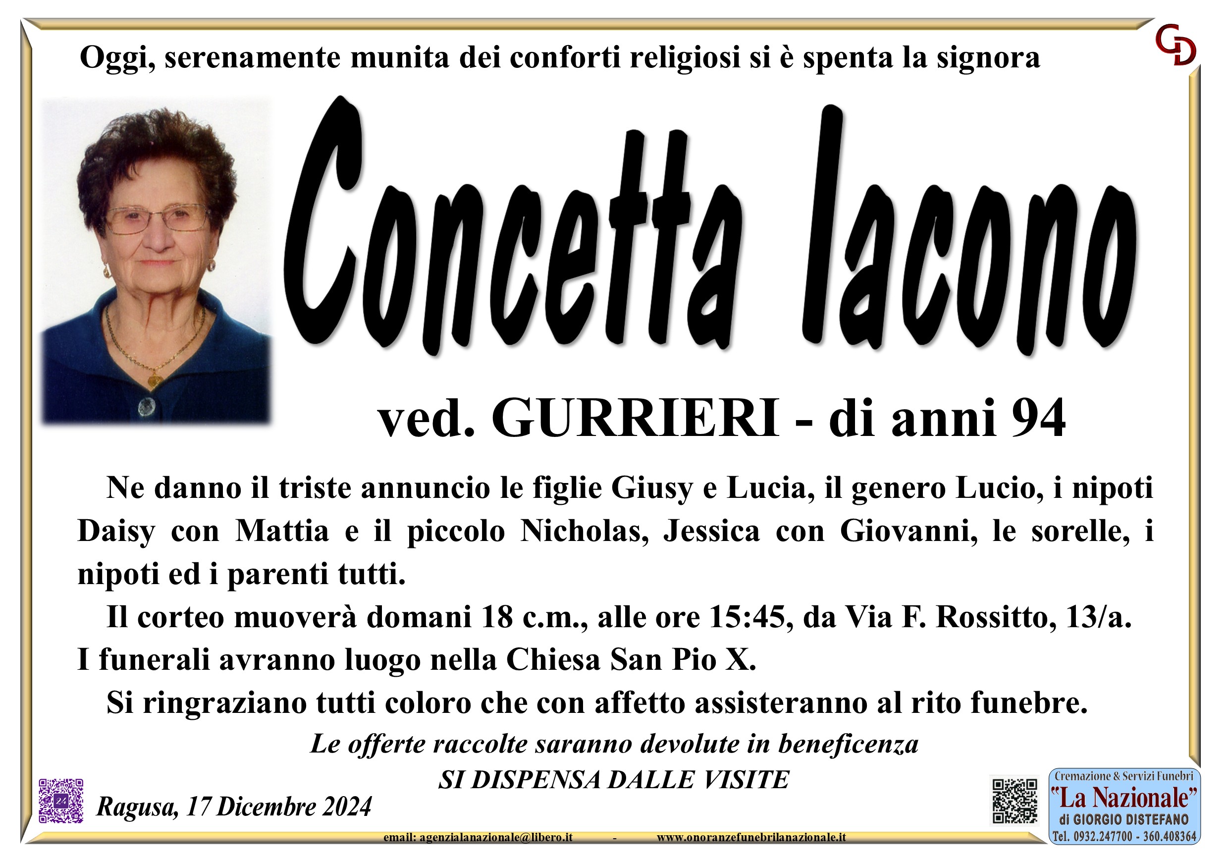Necrologi: Concetta Iacono