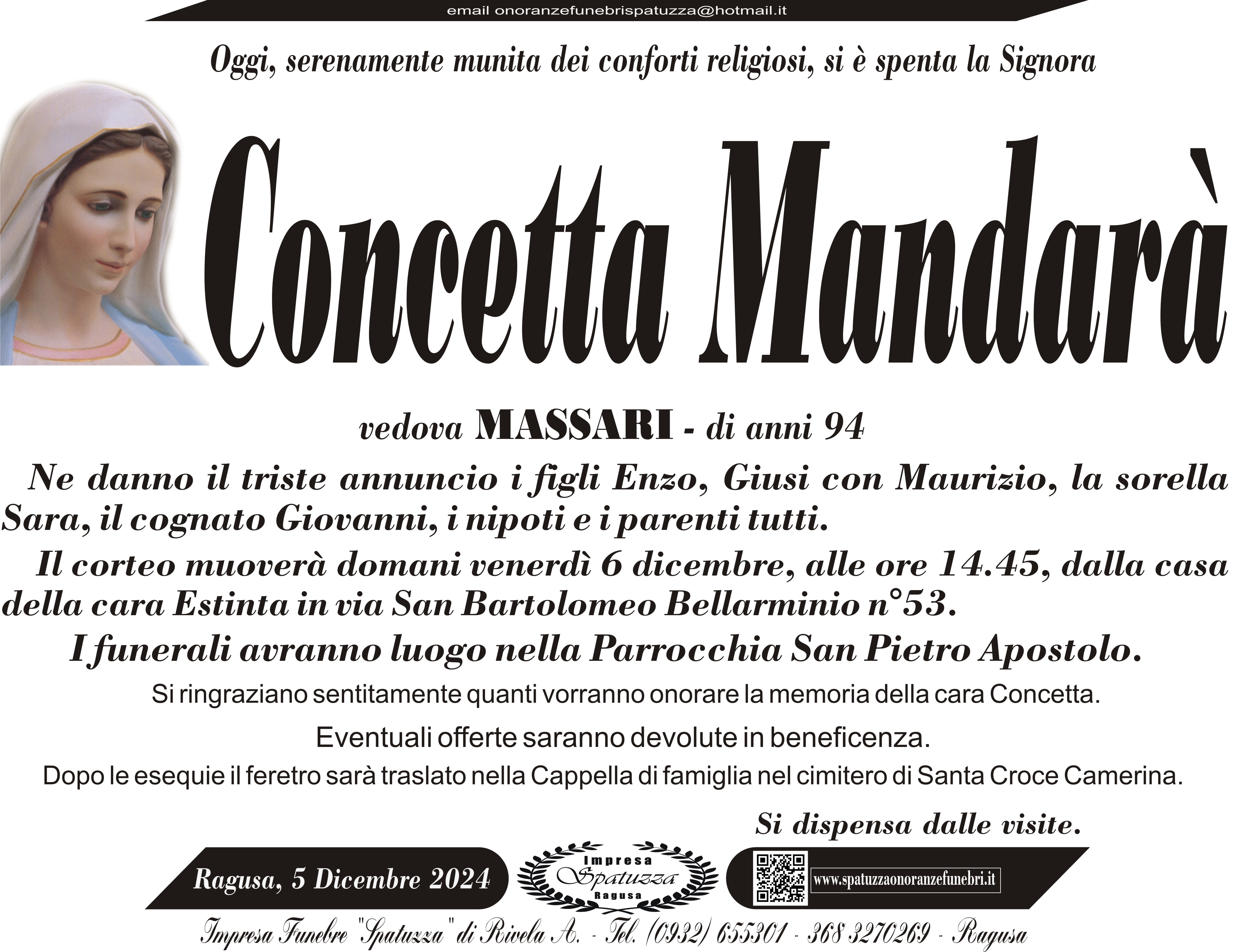 Necrologi: Concetta Mandarà