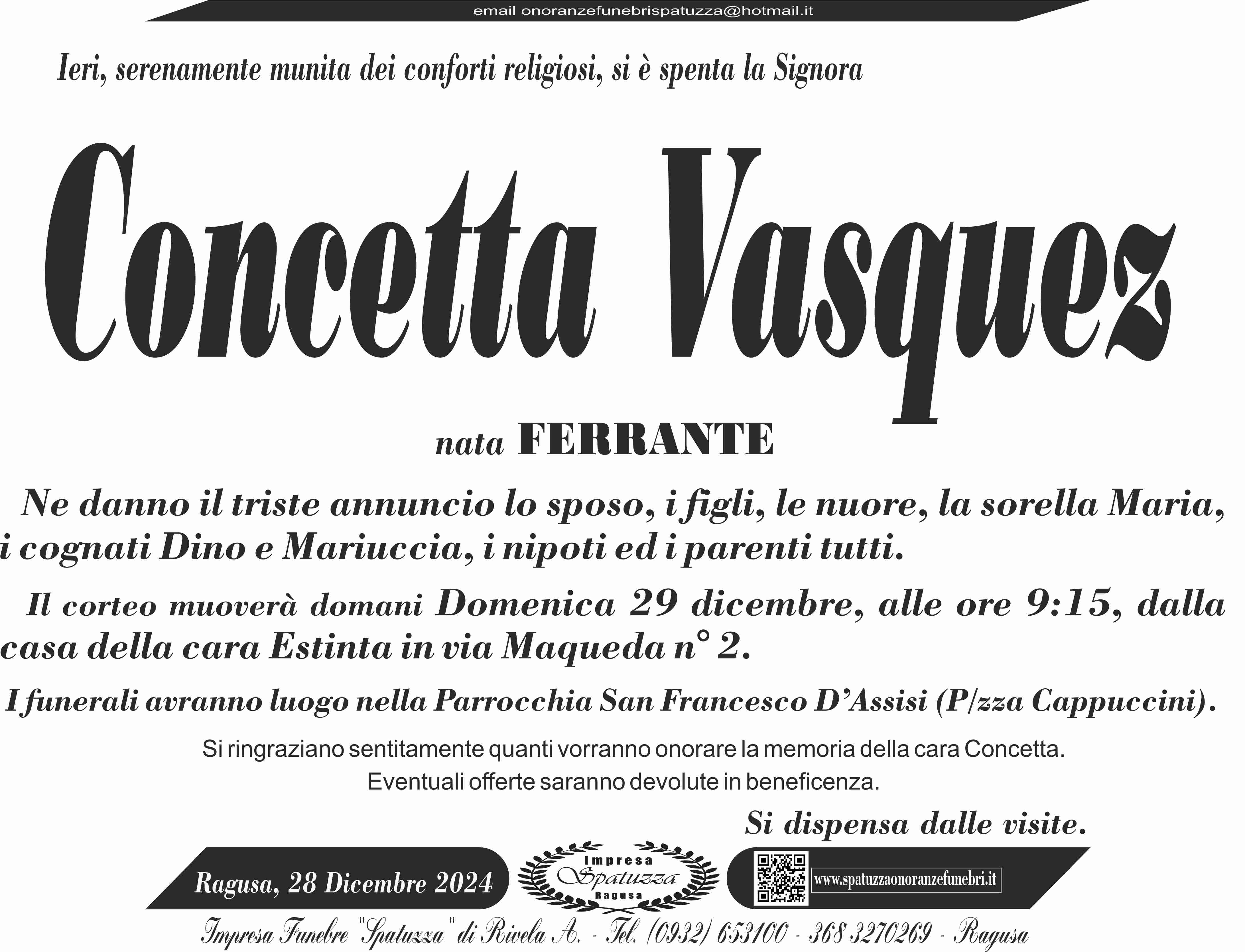 Necrologi: Concetta Vasquez
