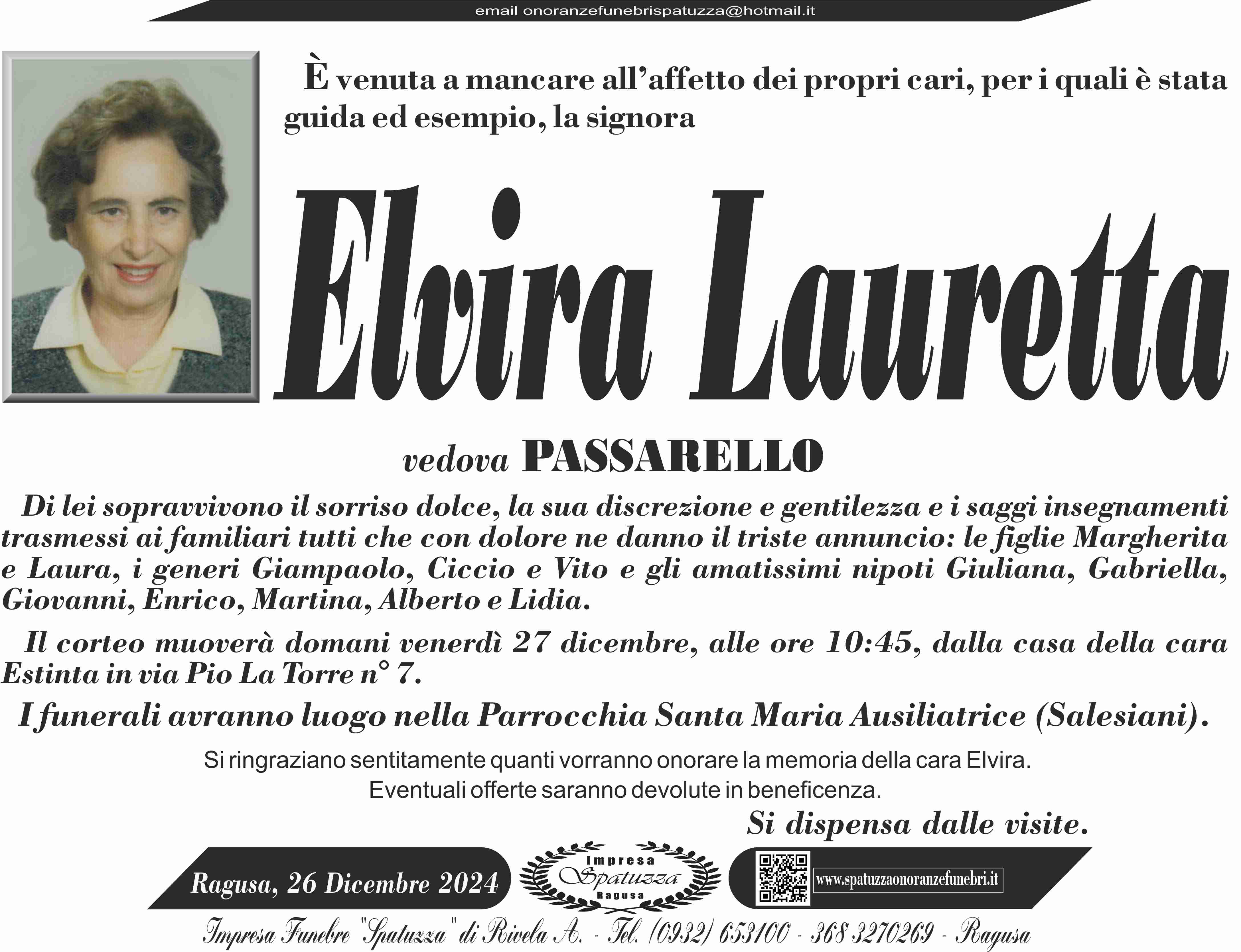 Necrologio: Elvira Lauretta
