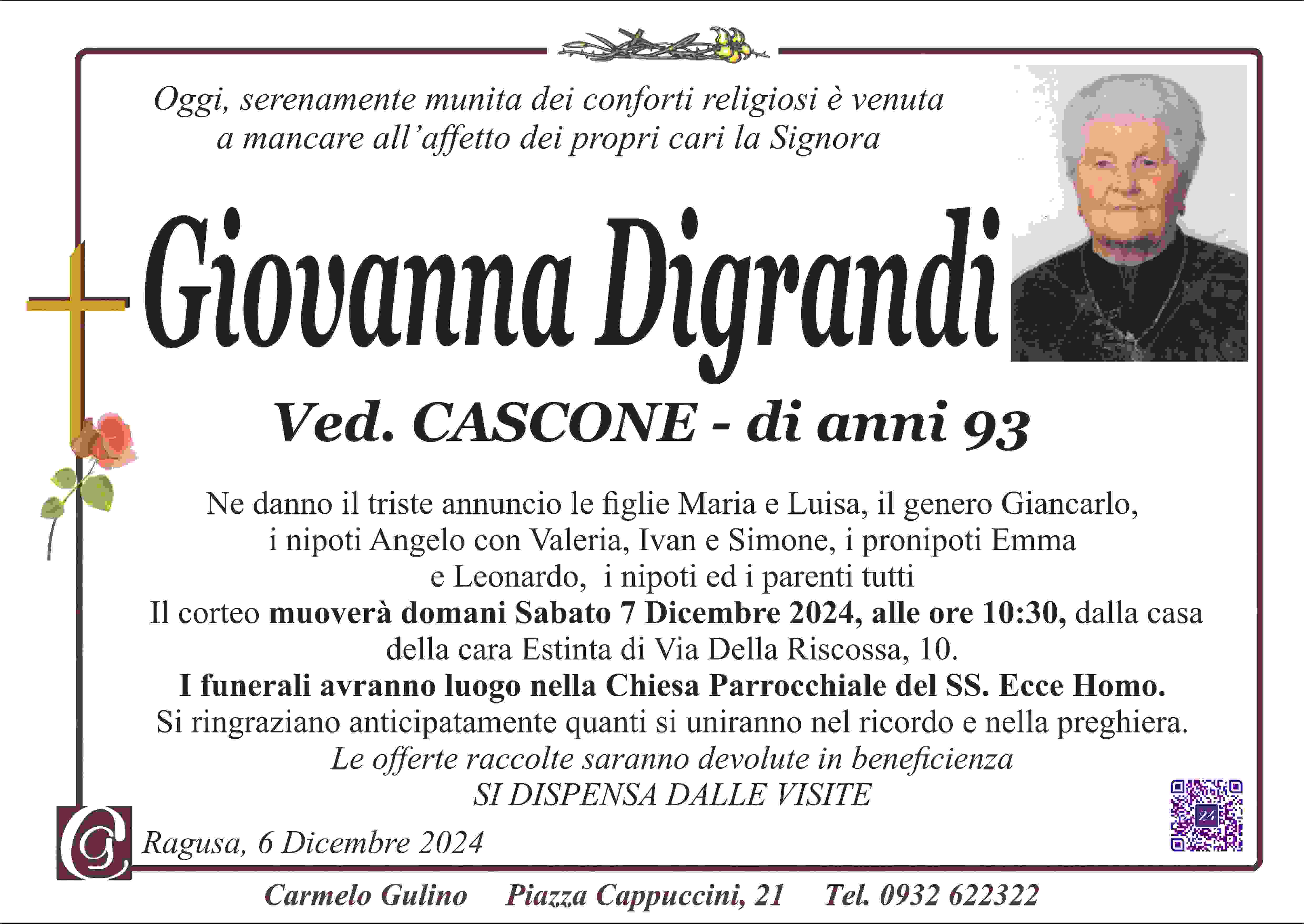 Necrologi: Giovanna Digrandi