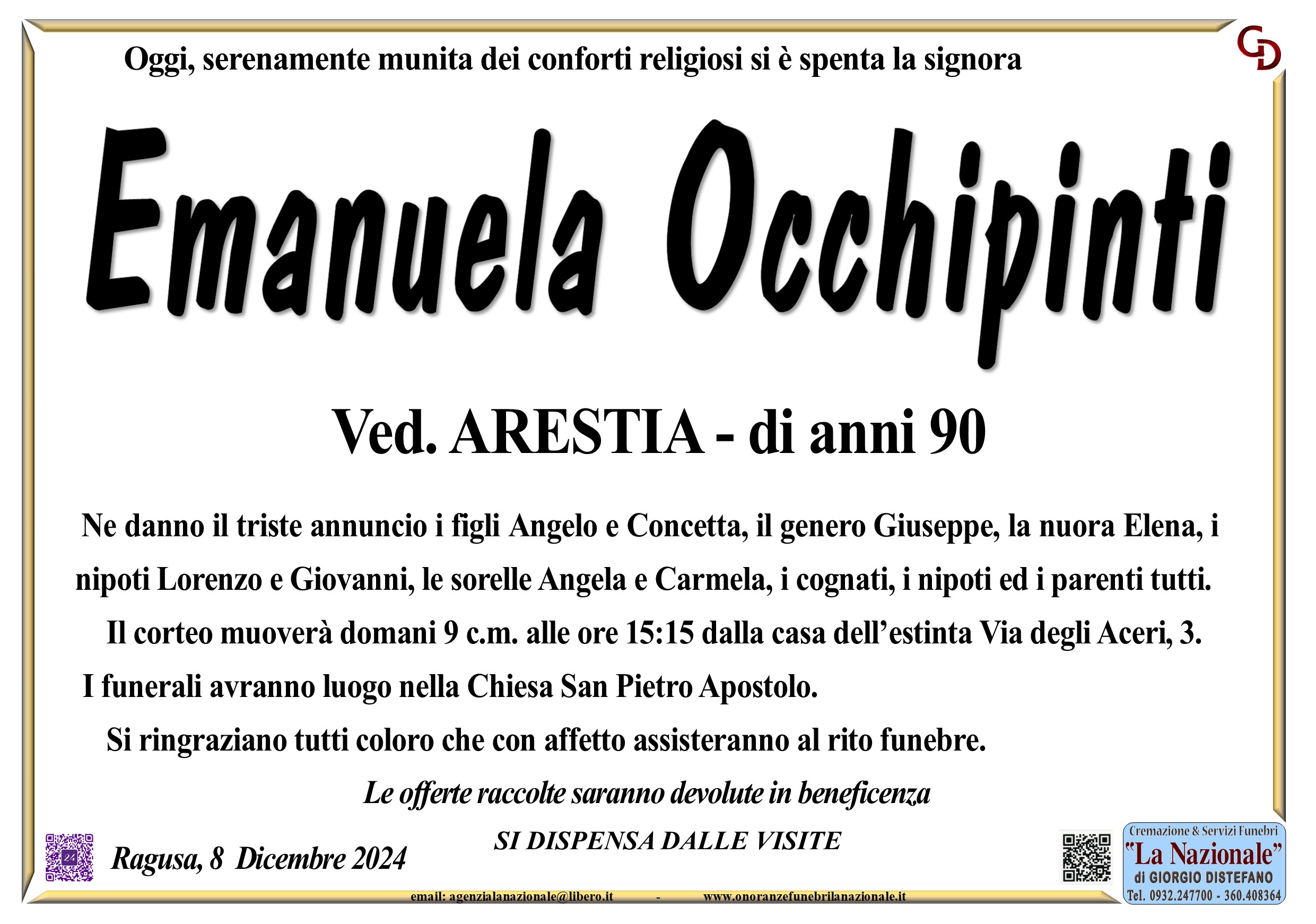 Necrologi: Emanuela Occhipinti