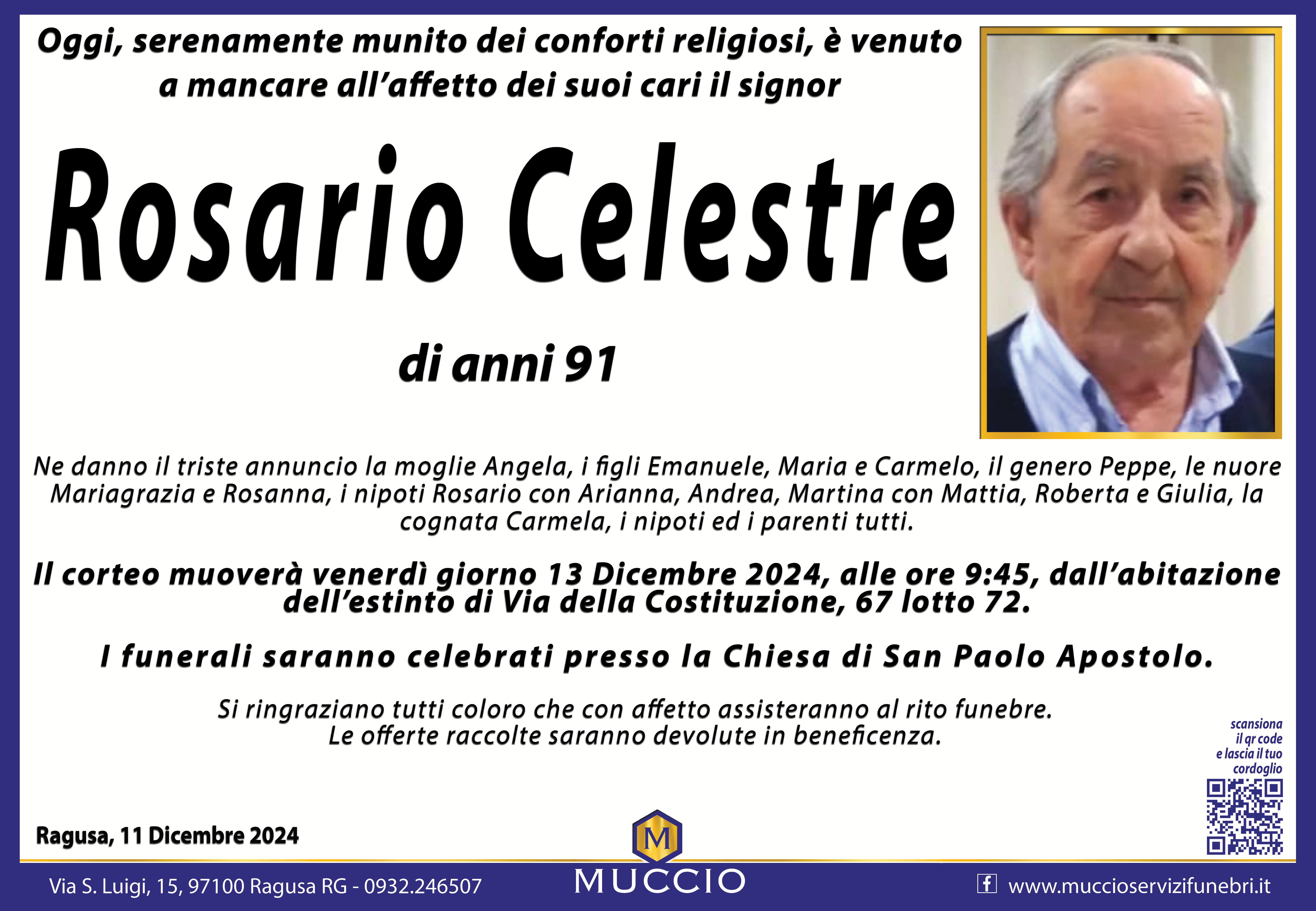 Necrologi: Rosario Celestre