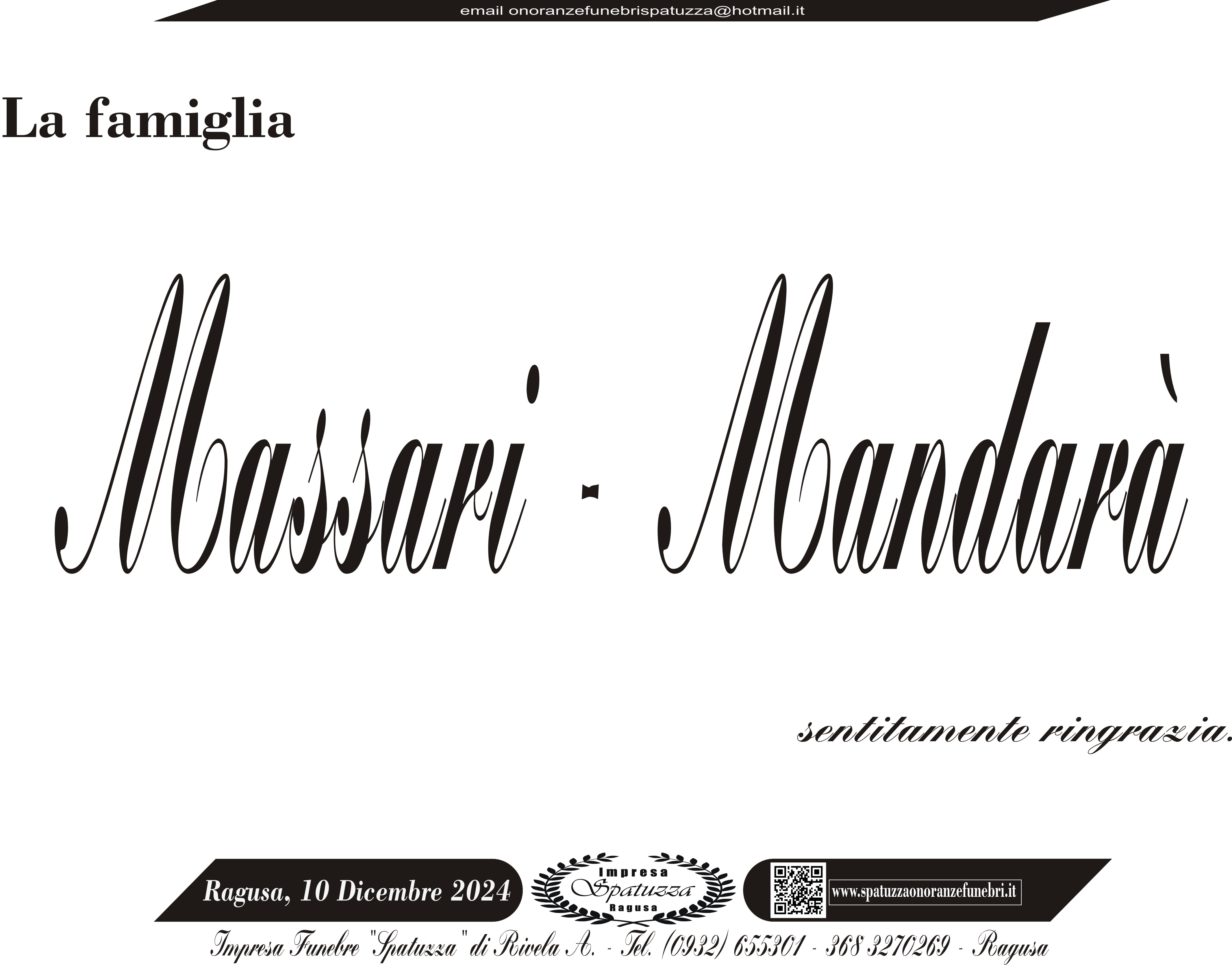 Ringraziamento: famiglia Massari-Mandarà