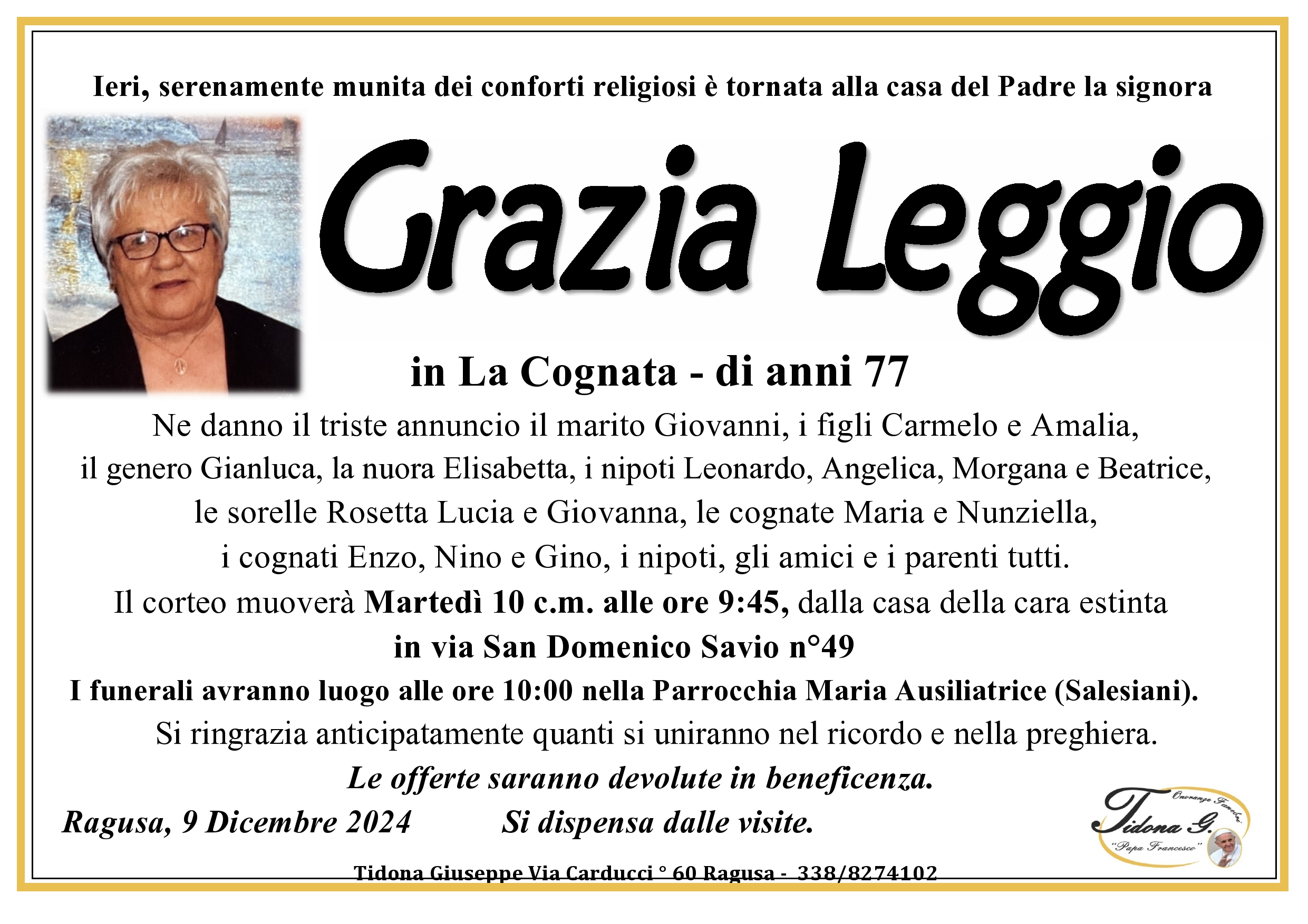 Necrologi: Grazia Leggio