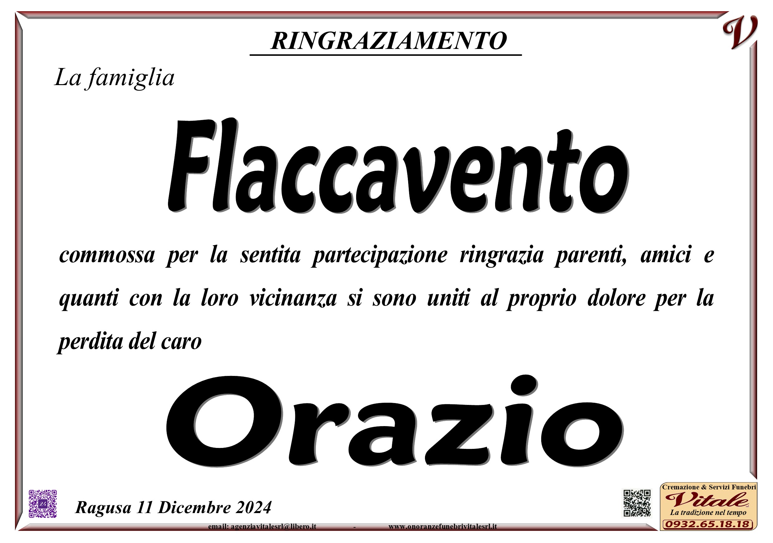 Ringraziamento: famiglia Flaccavento
