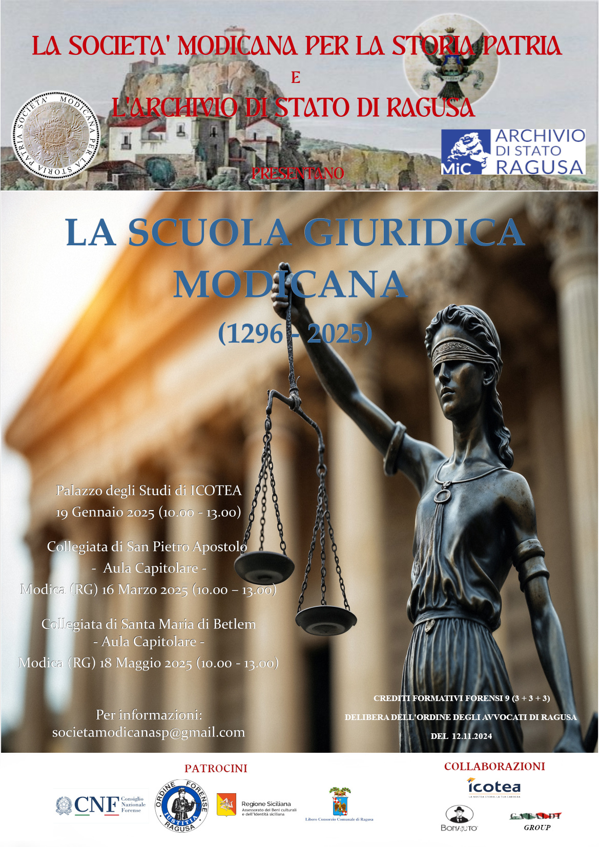 Modica: inaugurazione delle Giornate della “Scuola Giuridica Modicana (1296-2025)”