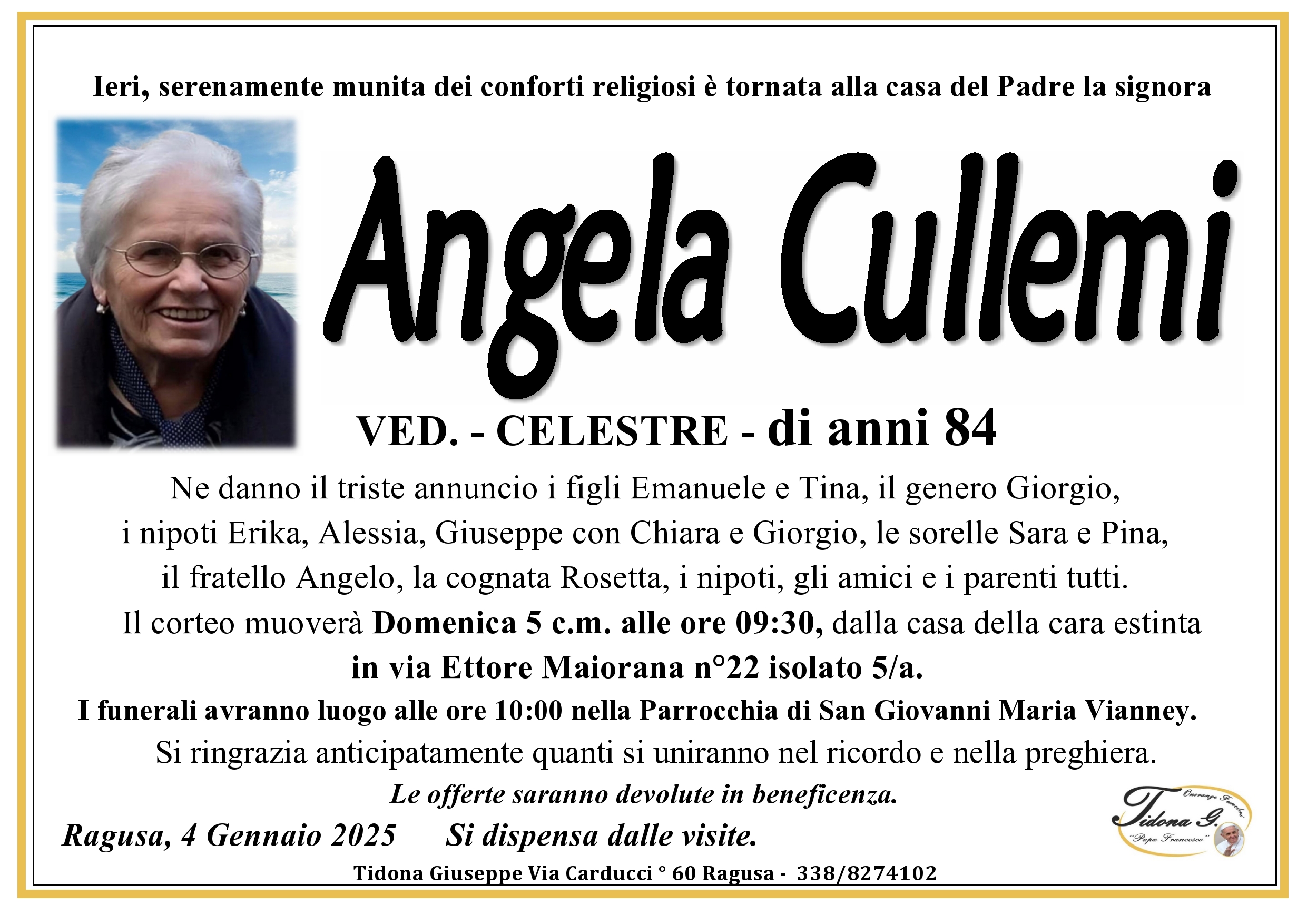 Necrologi: Angela Cullemi