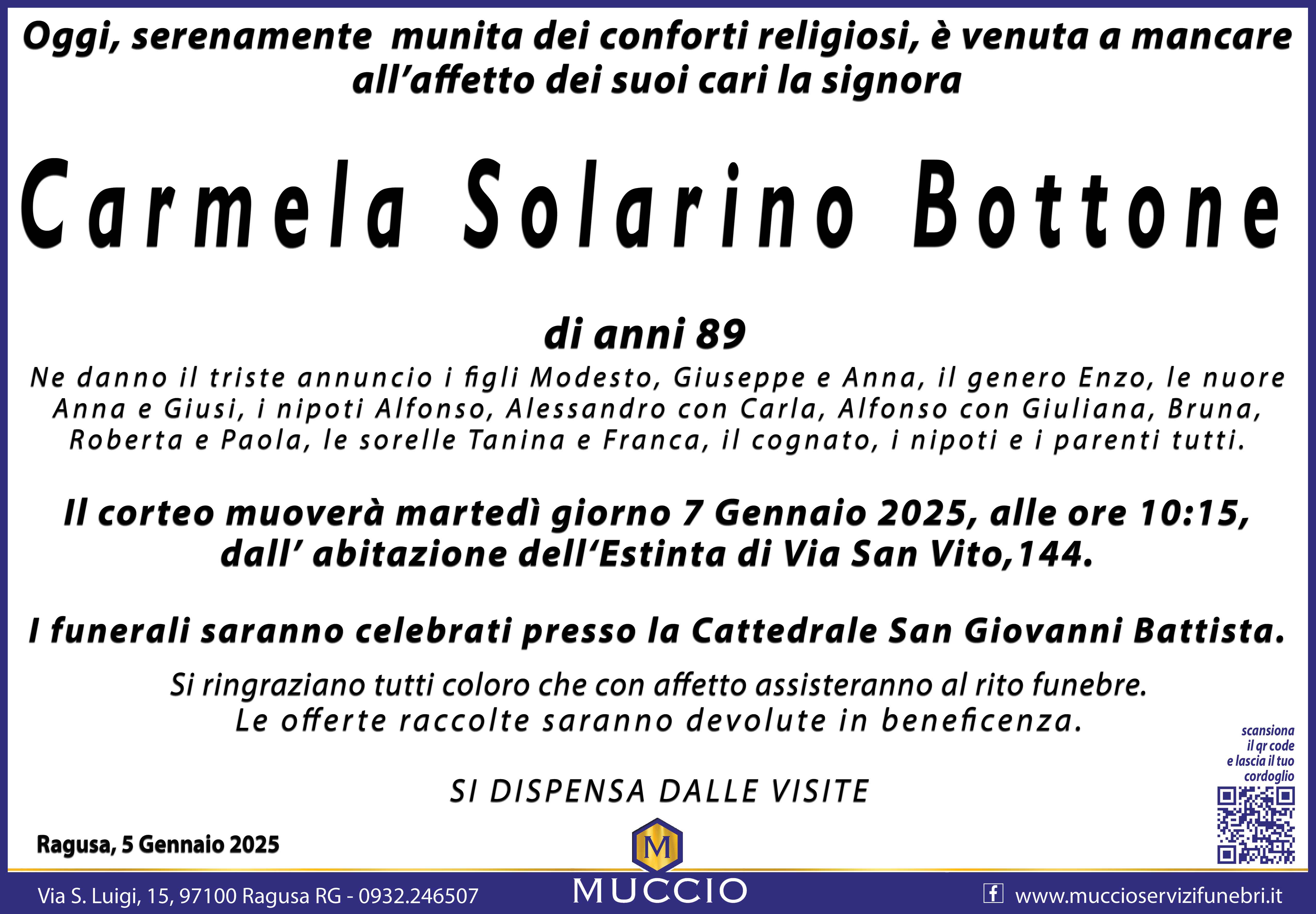 Necrologi: Concetta Solarino Bottone