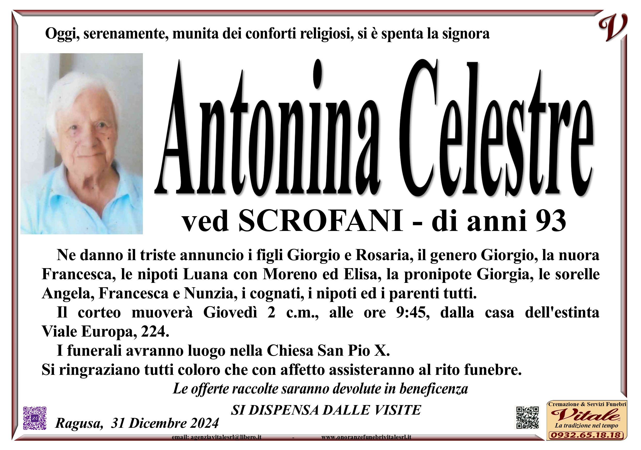 Necrologi: Antonina Celestre
