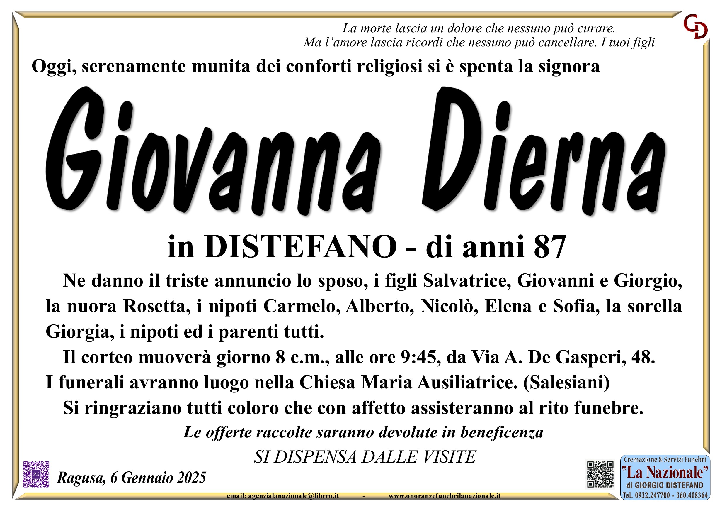 Necrologi: Giovanna Dierna