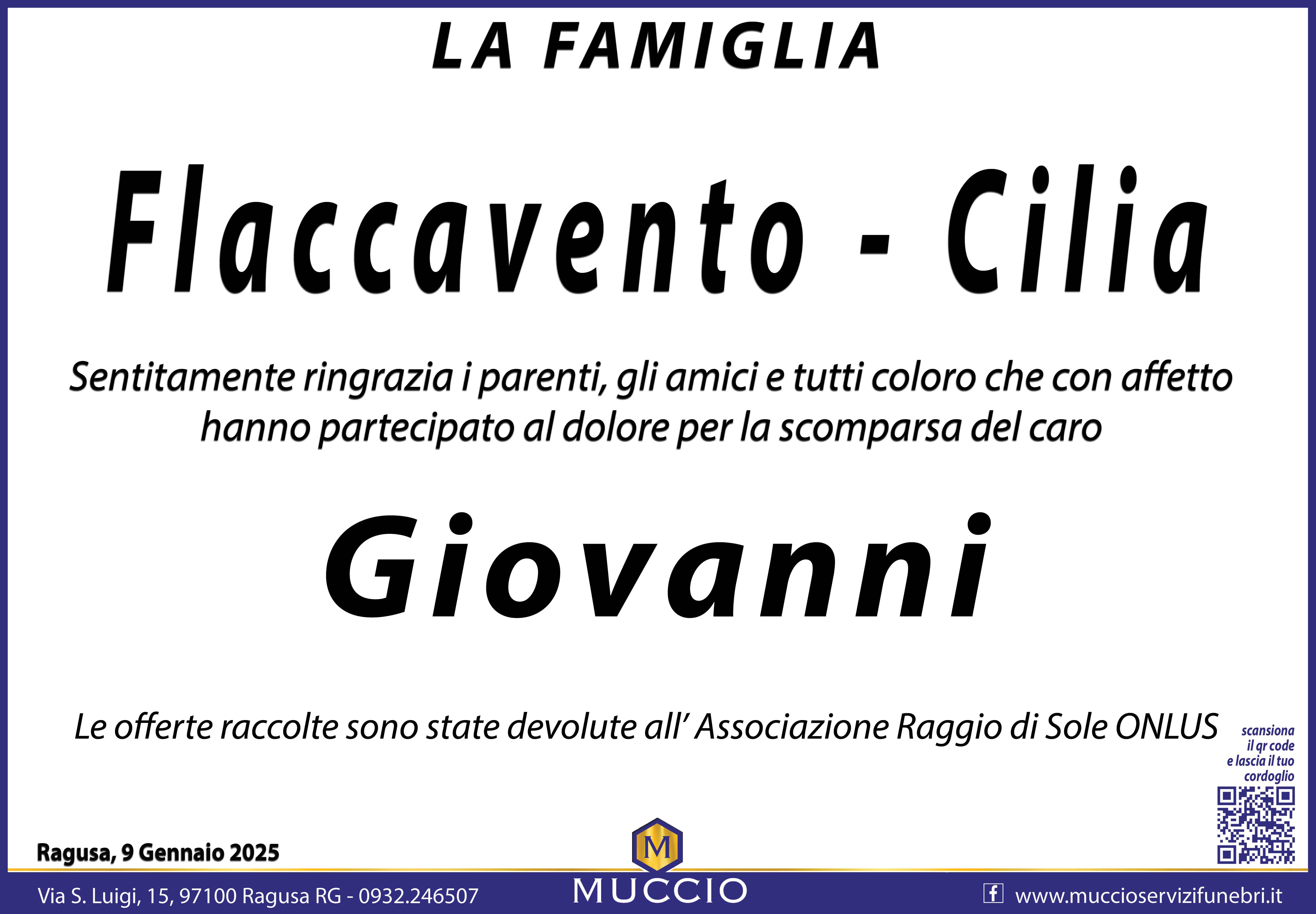 Ringraziamento: famiglia Flaccavento-Cilia