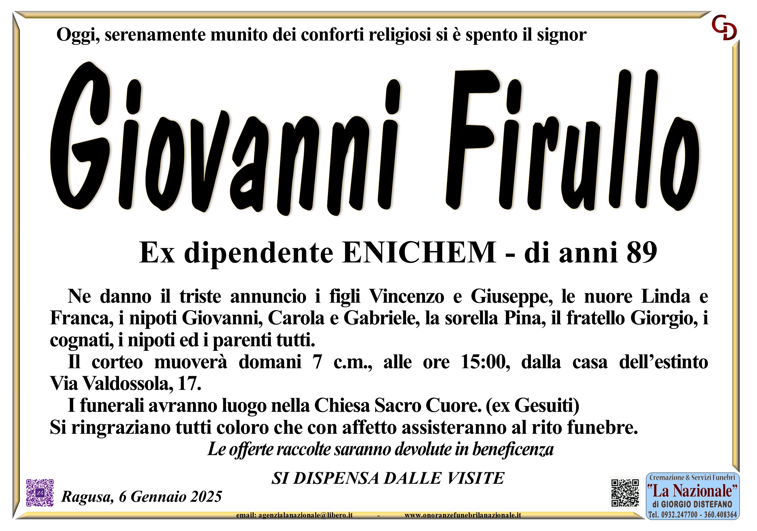 Necrologi: Giovanni Firullo