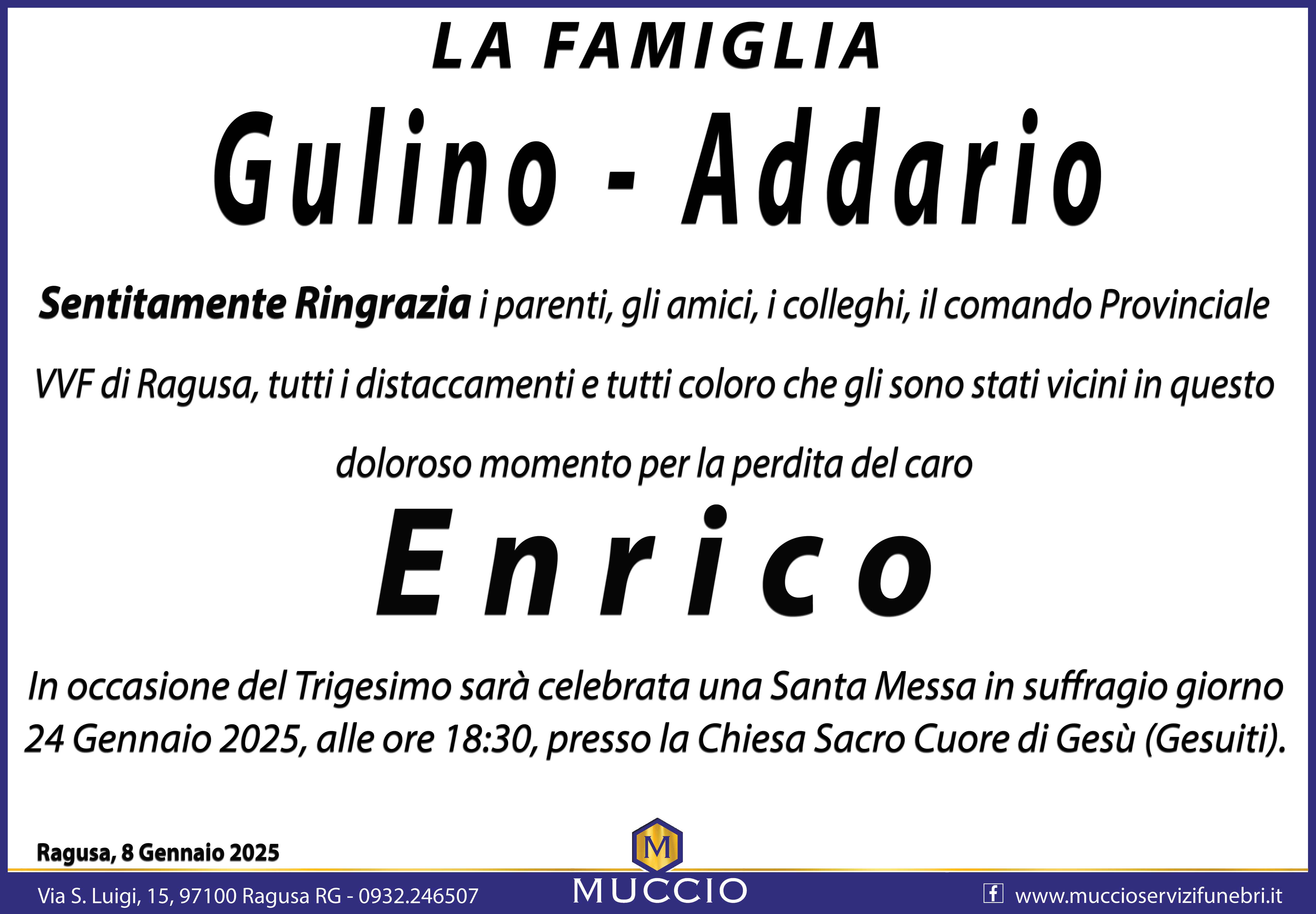Ringraziamento: famiglia Gulino-Addario