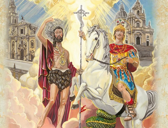 Celebrazioni per il 332° anniversario del terremoto del 1693 a Ragusa: San Giovanni e San Giorgio in processione insieme