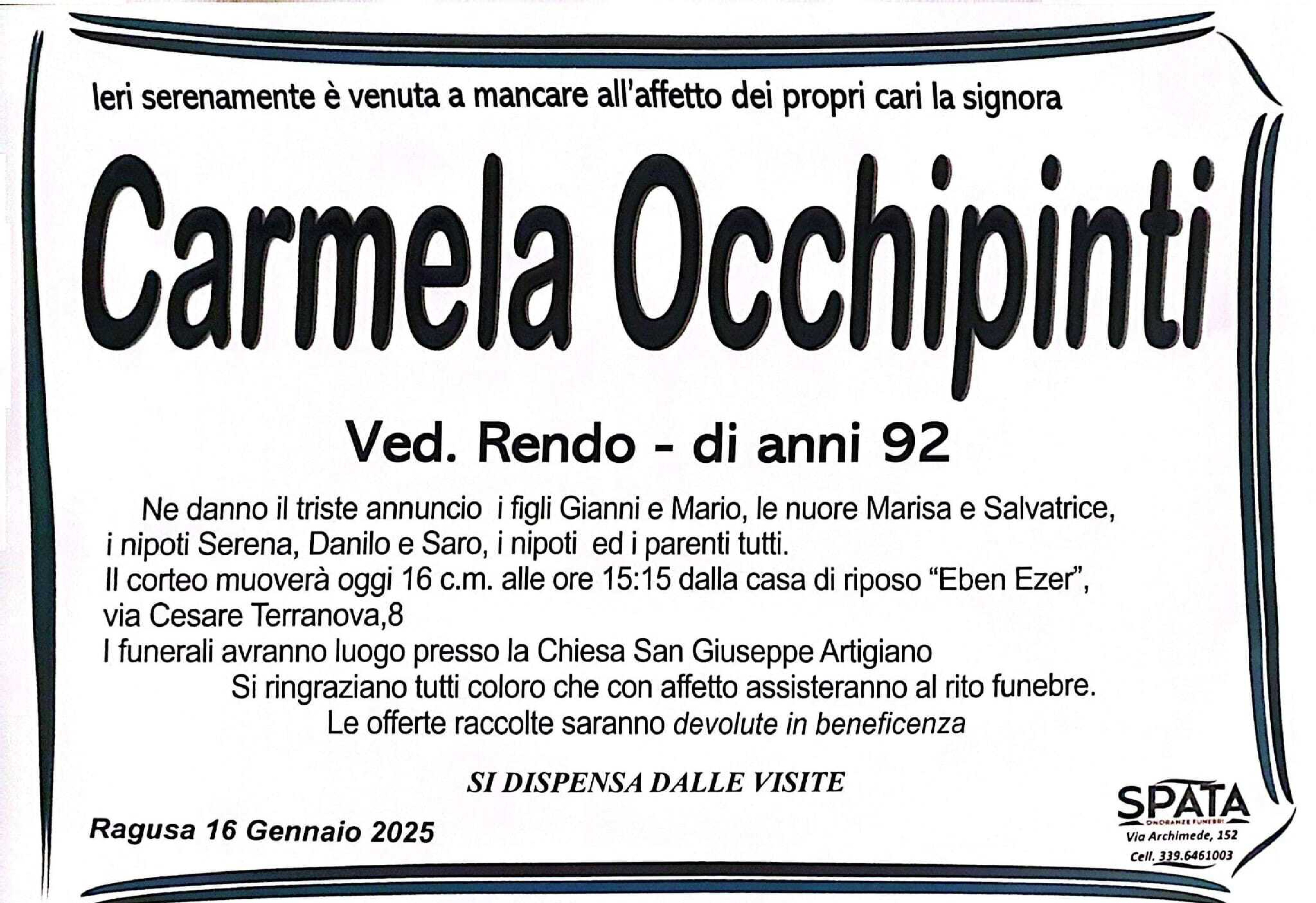 Necrologi: Carmela Occhipinti