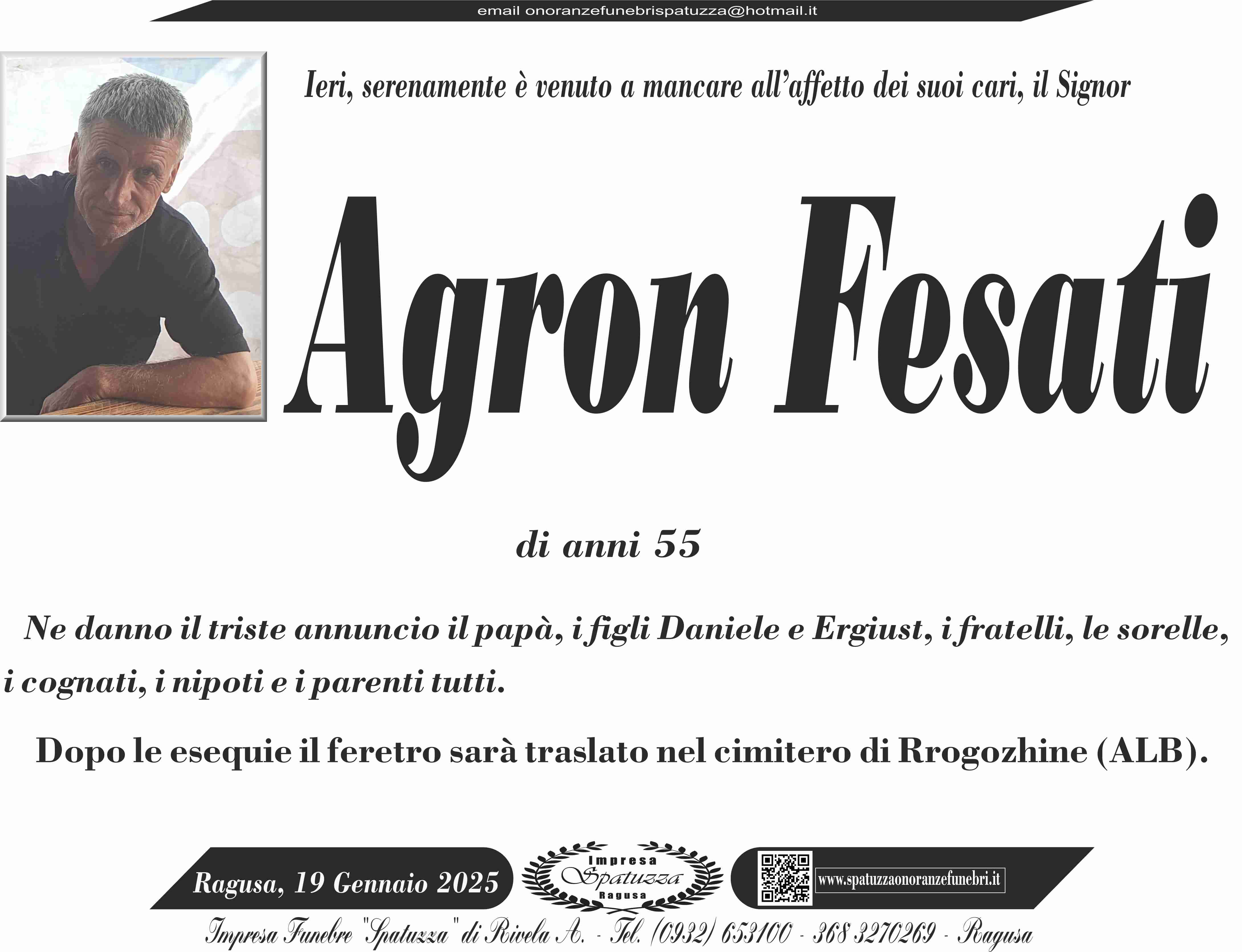 Necrologi: Agron Fesati