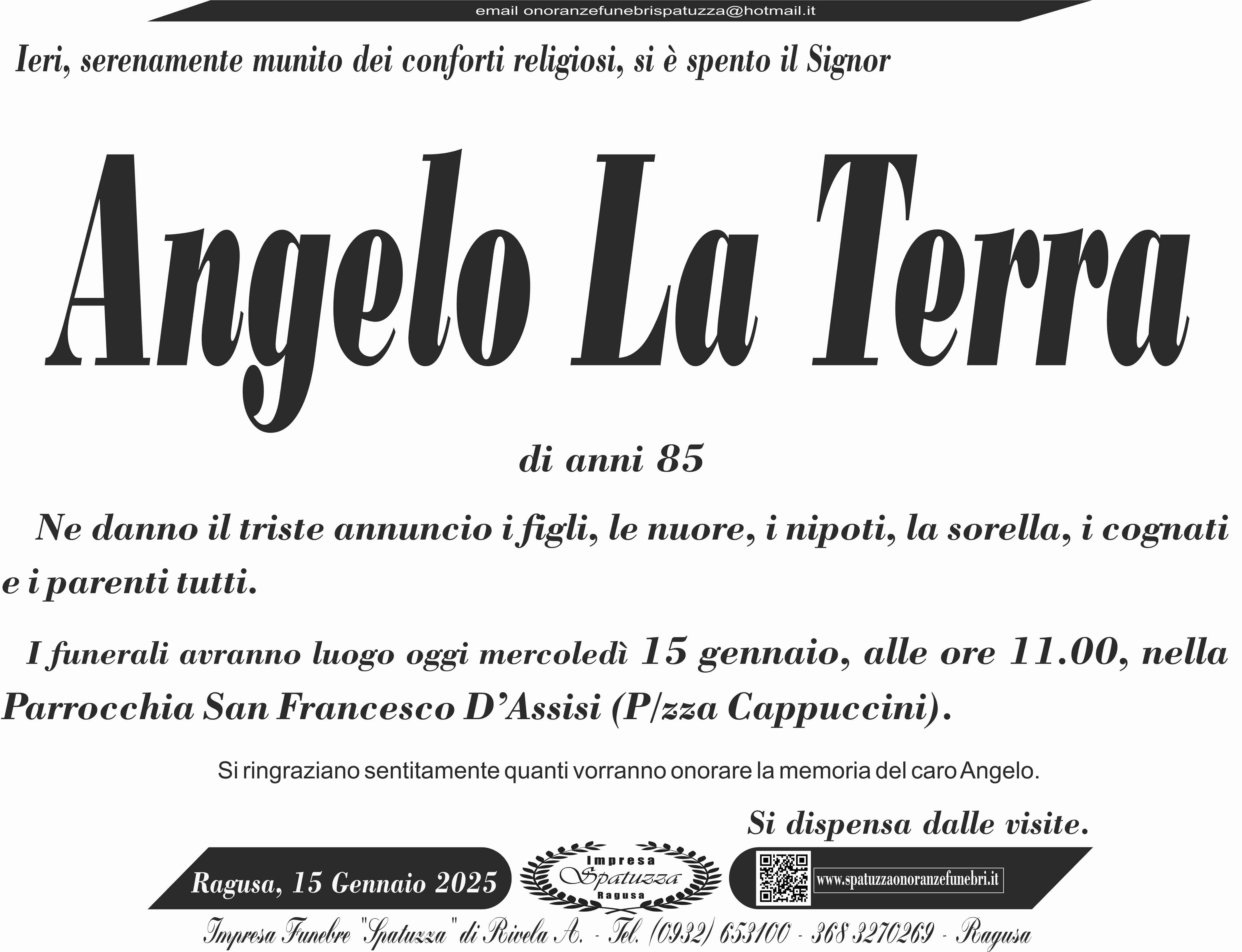 Necrologi: Angelo La Terra
