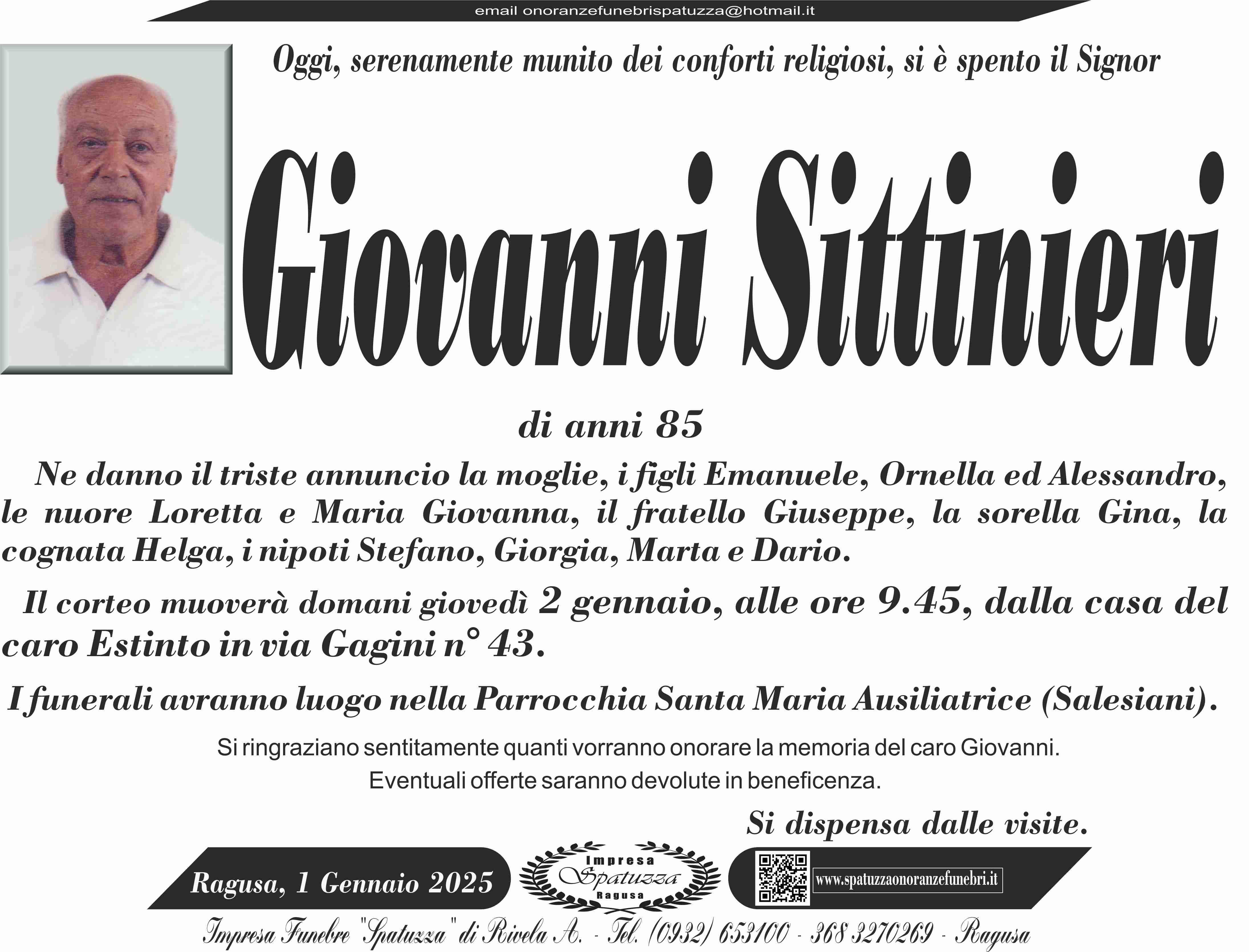 Necrologi: Giovanni Sittinieri