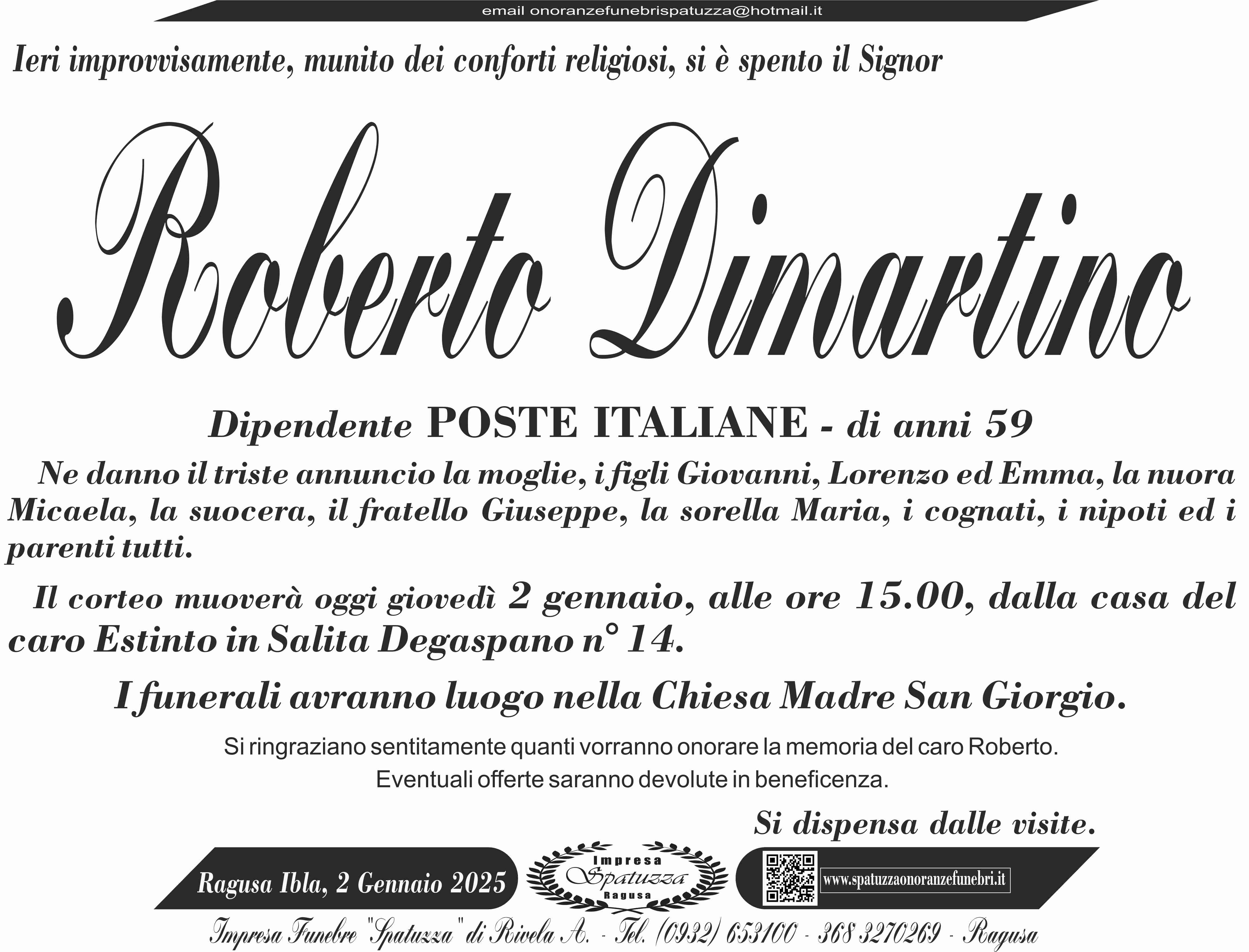 Necrologi: Roberto Dimartino