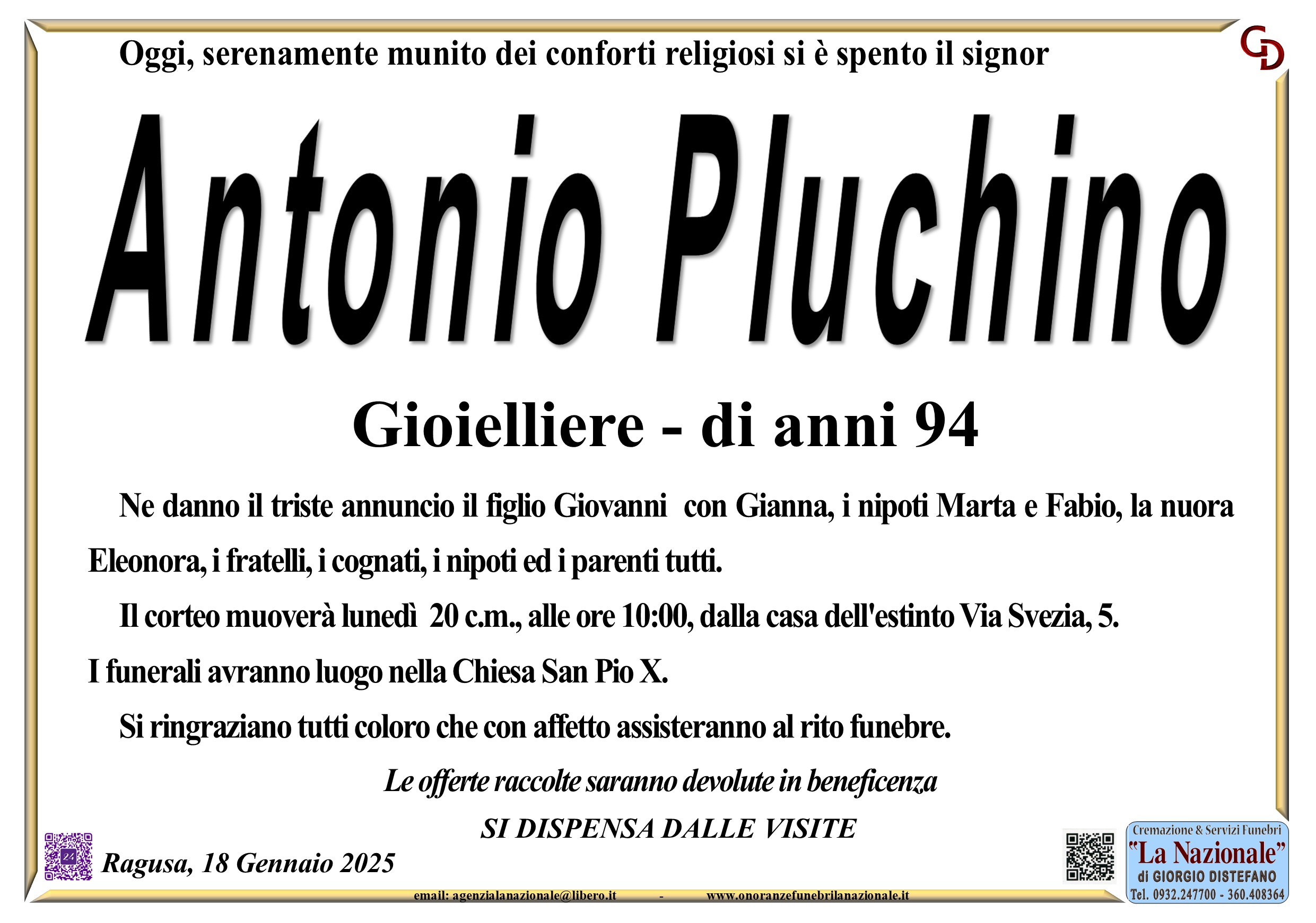 Necrologi: Antonio Pluchino