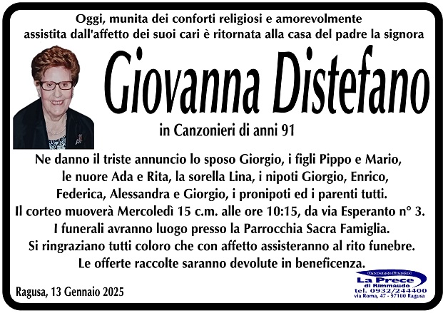 Necrologi: Giovanna Distefano