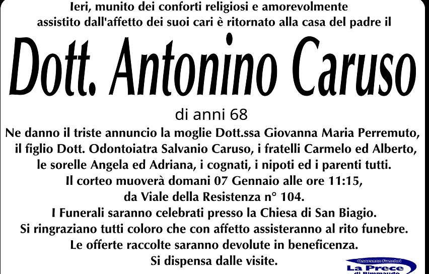 Necrologi: Antonino Caruso