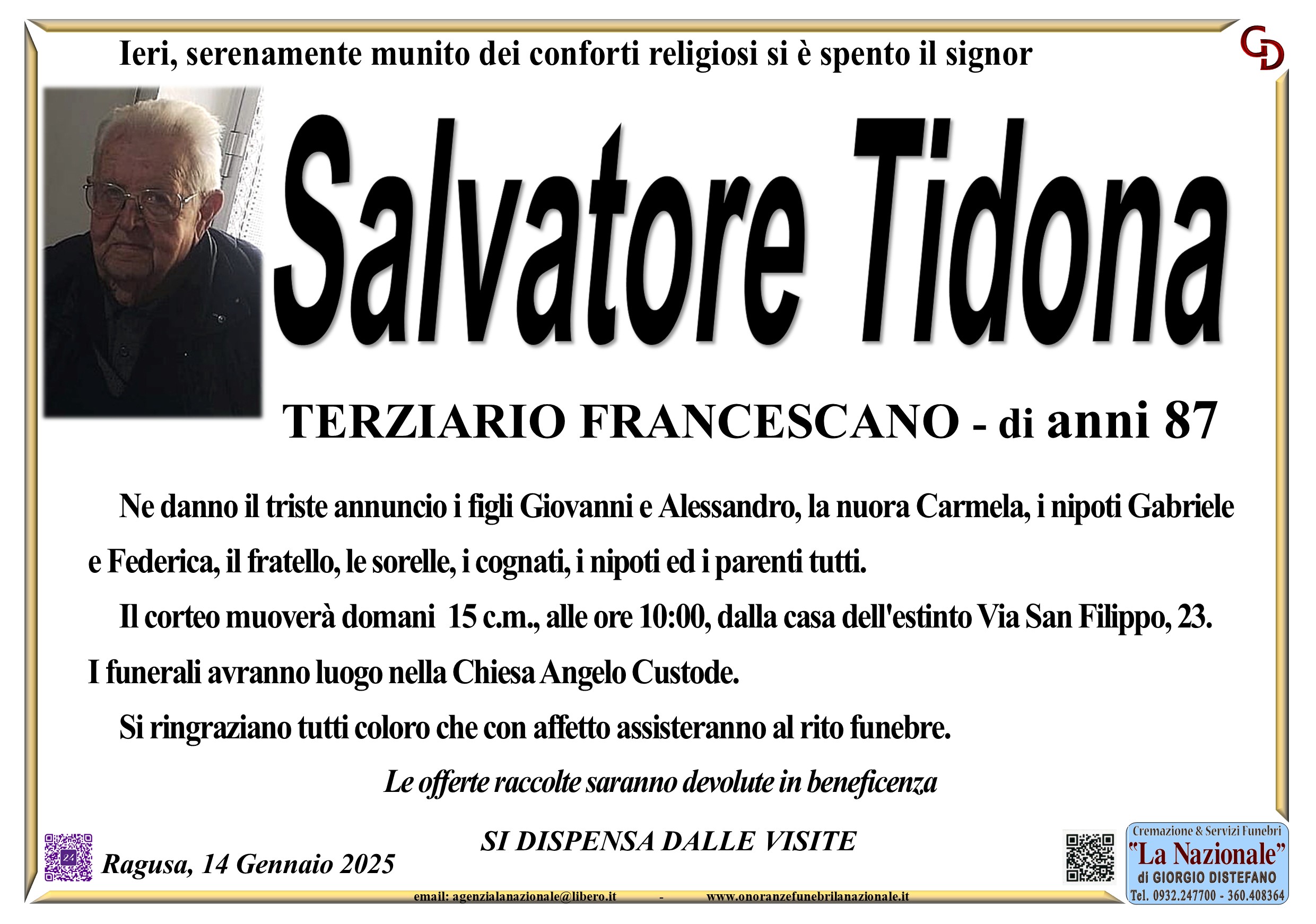 Necrologi: Salvatore Tidona