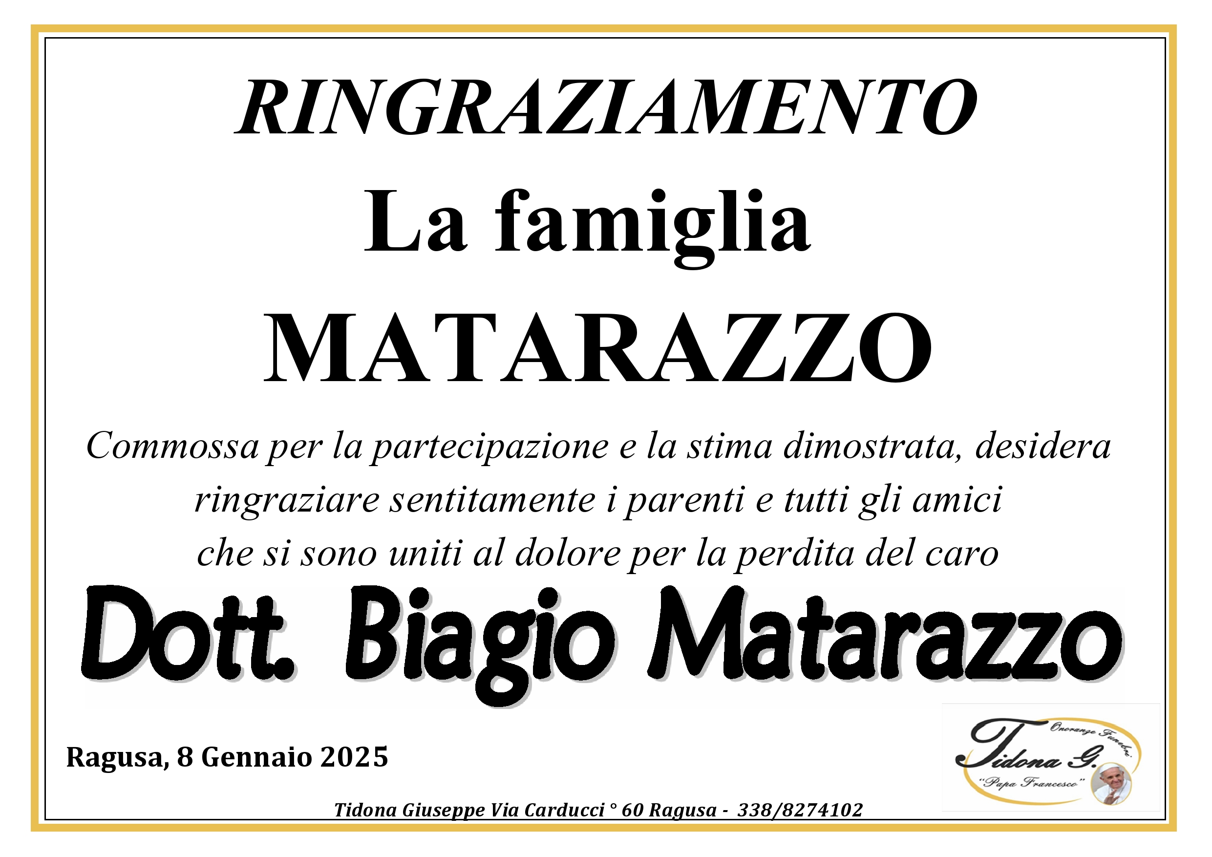 Ringraziamento: famiglia Matarazzo