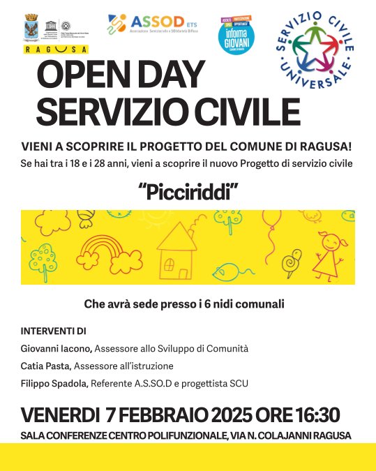 A Ragusa si presenta “Picciriddi”, il nuovo progetto di Servizio Civile