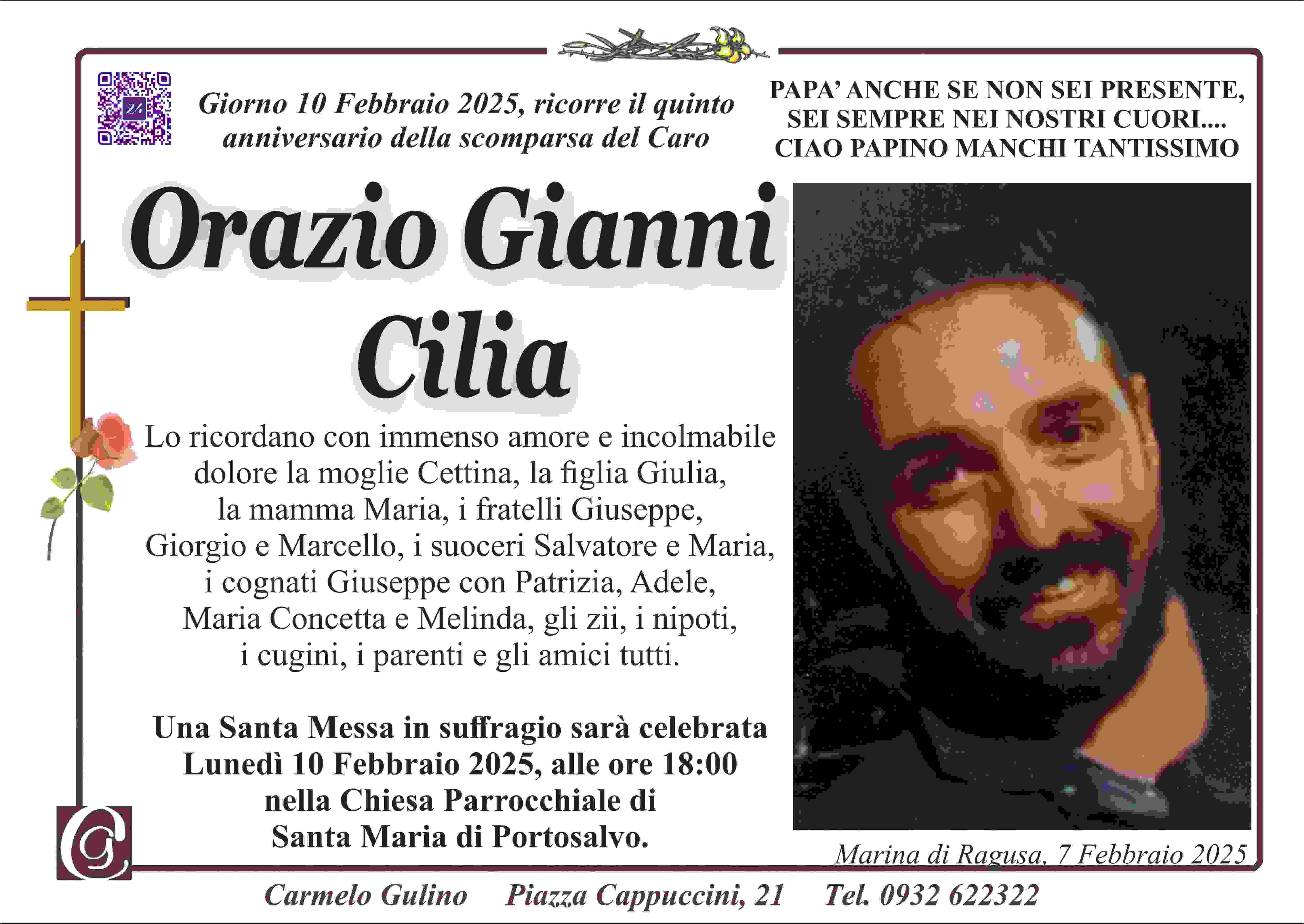 Anniversario: Orazio Gianni Cilia