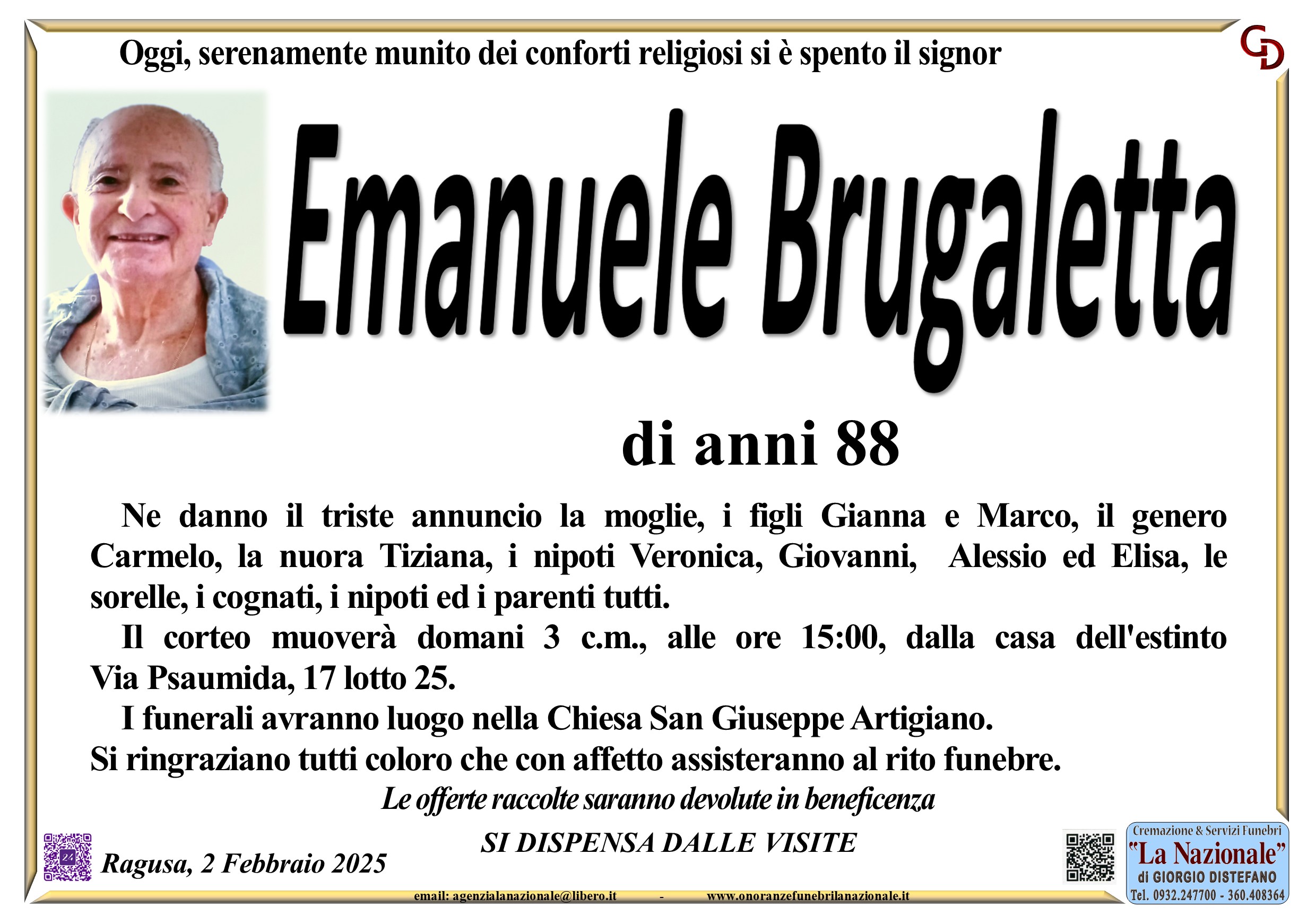 Necrologi: Emanuele Brugaletta