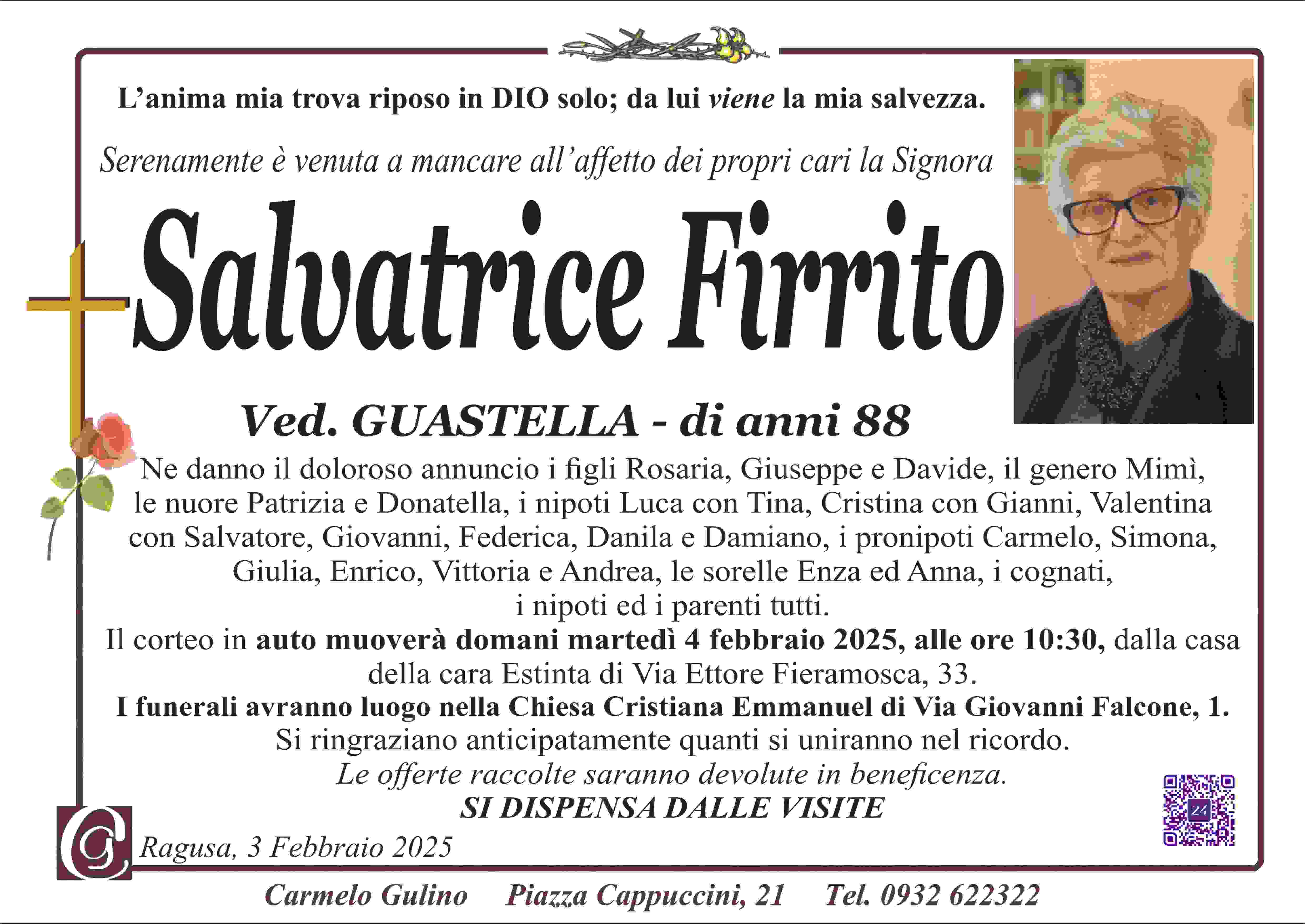 Necrologi: Salvatrice Firrito