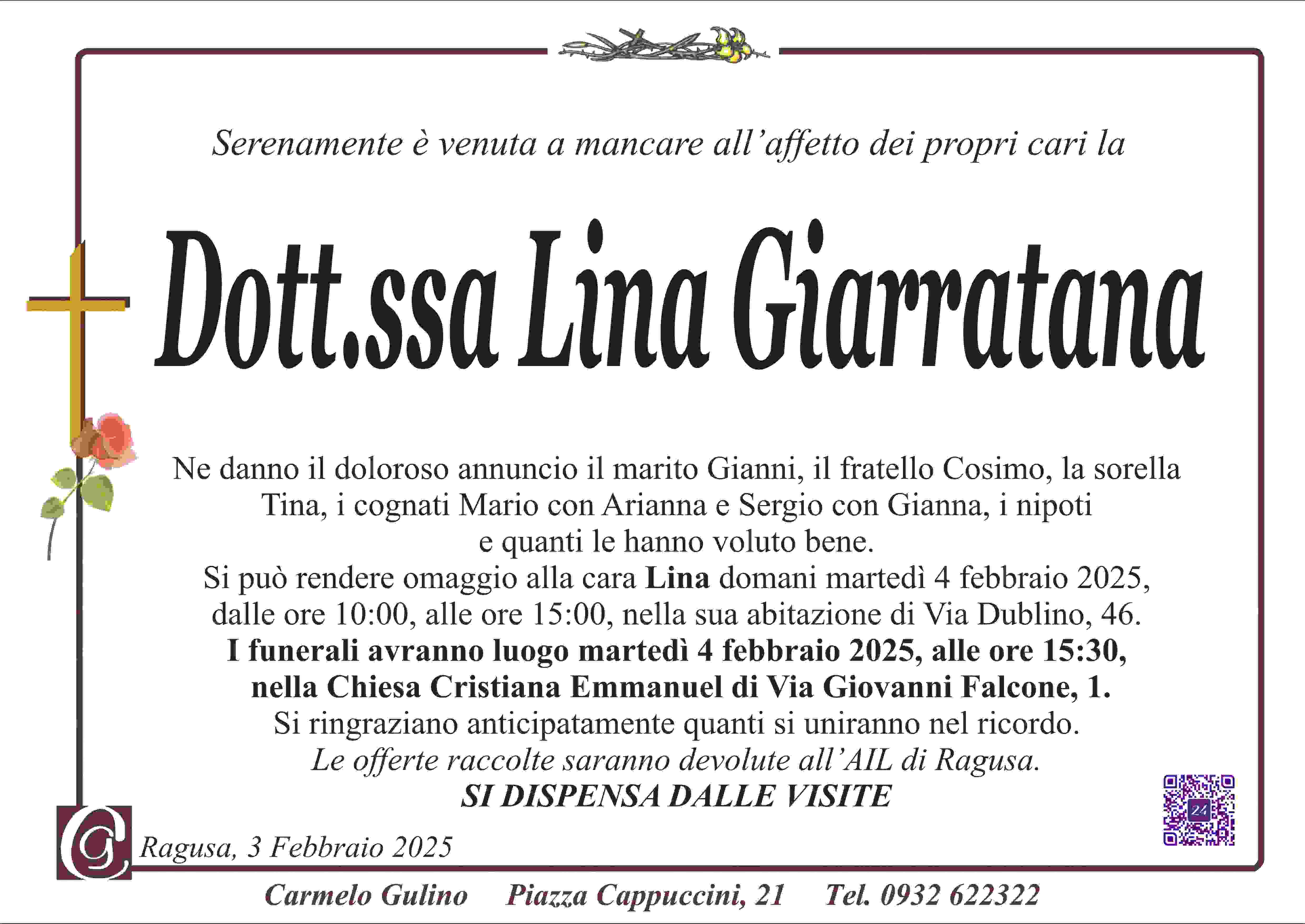 Necrologi: Lina Giarratana
